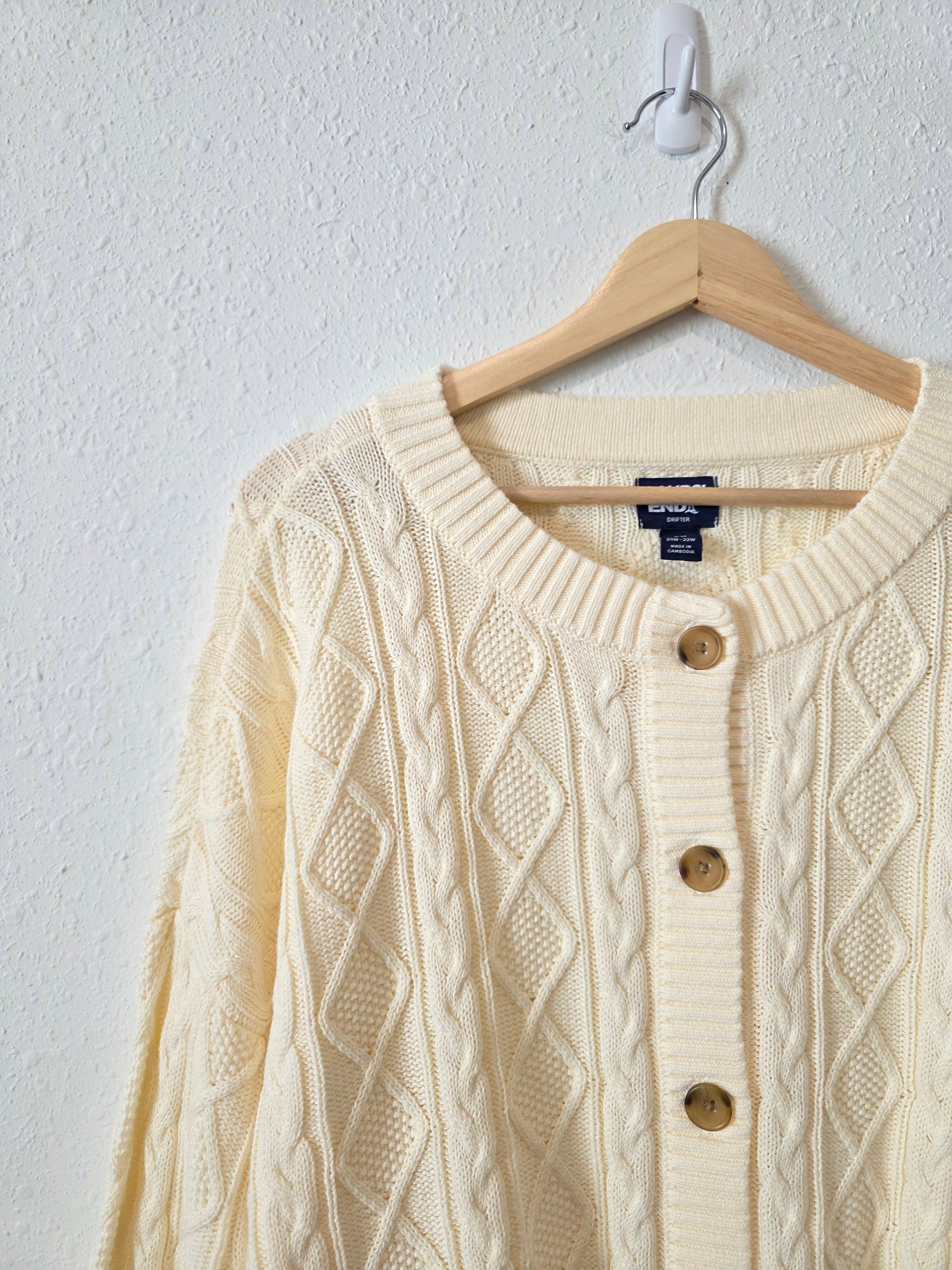 Cable Knit Cotton Cardigan (2X)