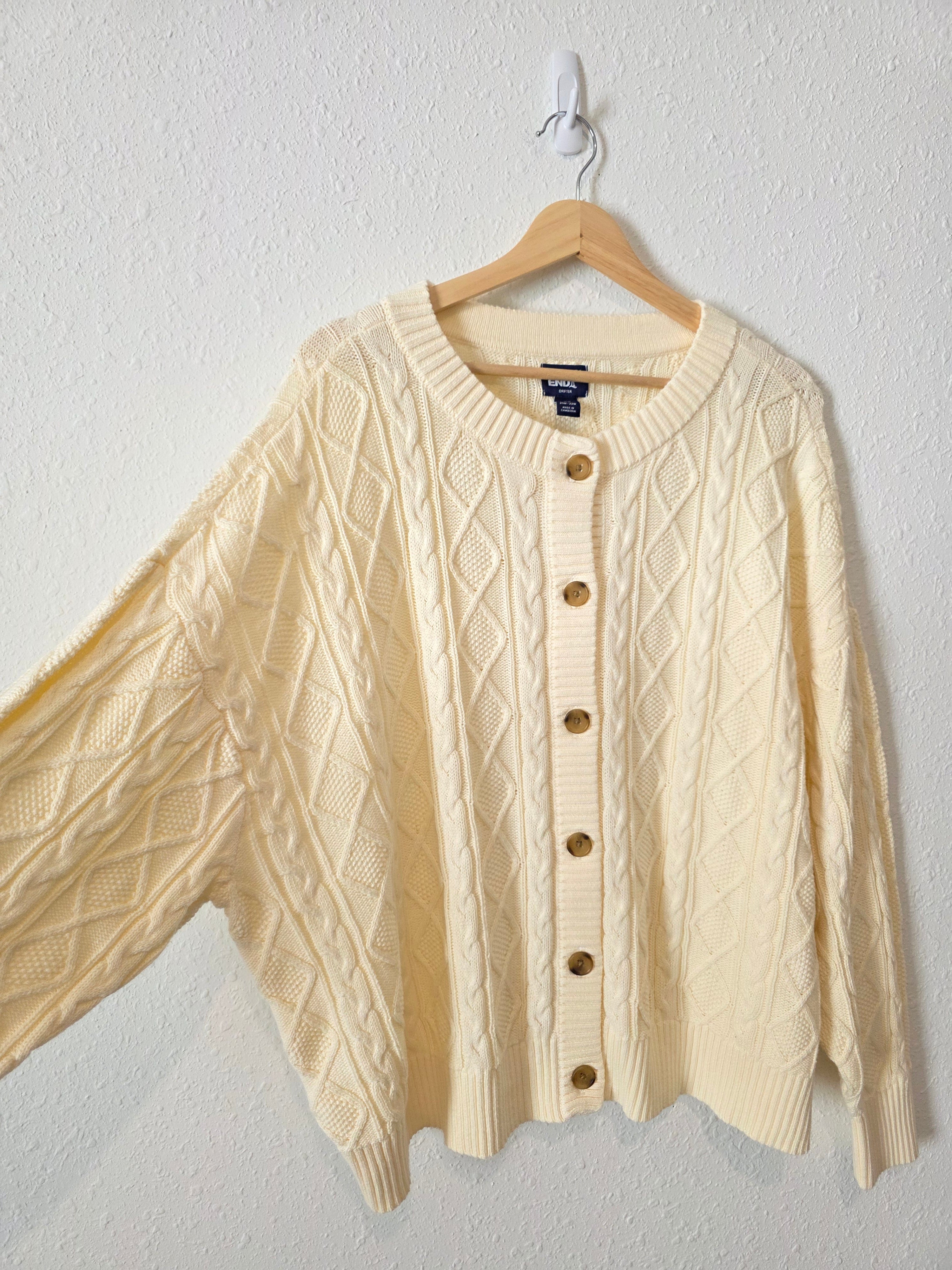 Cable Knit Cotton Cardigan (2X)