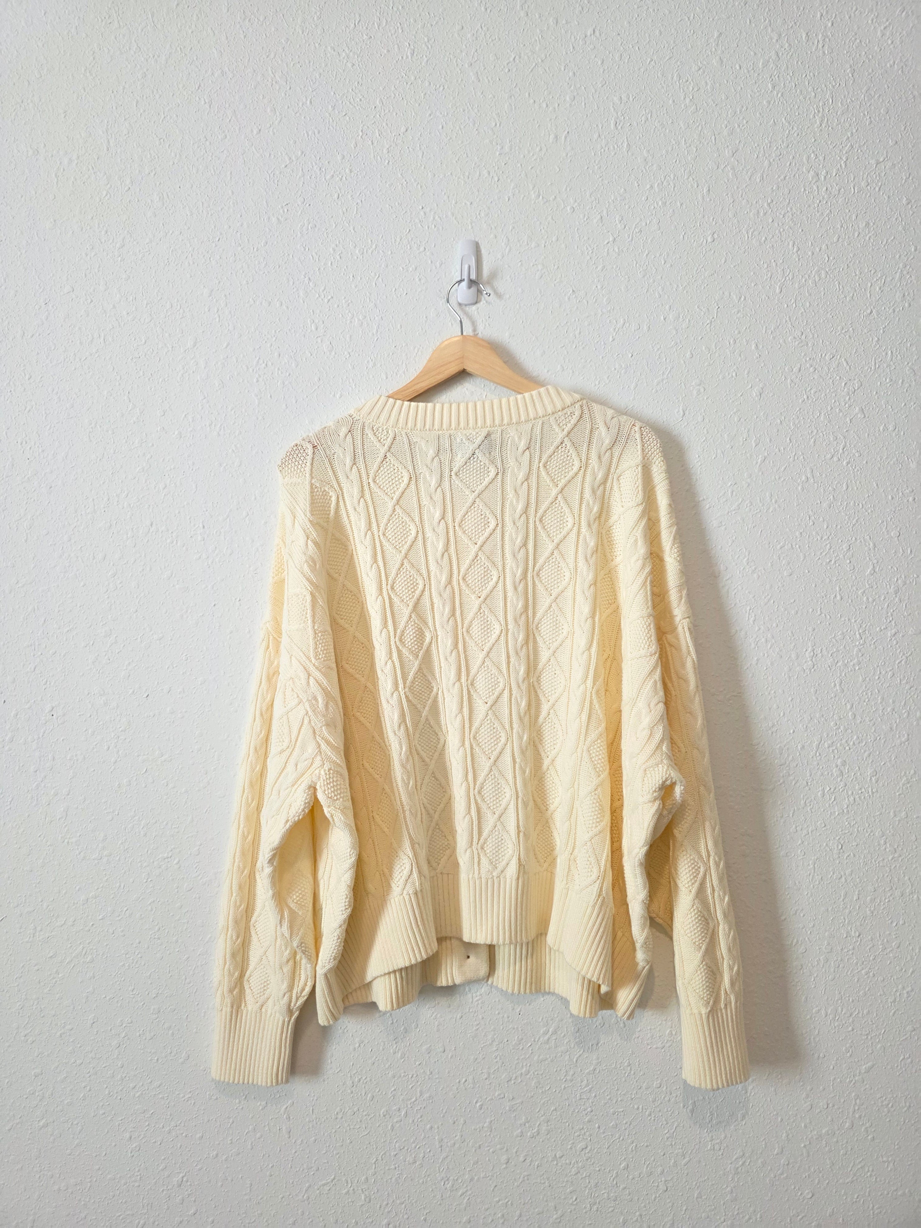Cable Knit Cotton Cardigan (2X)