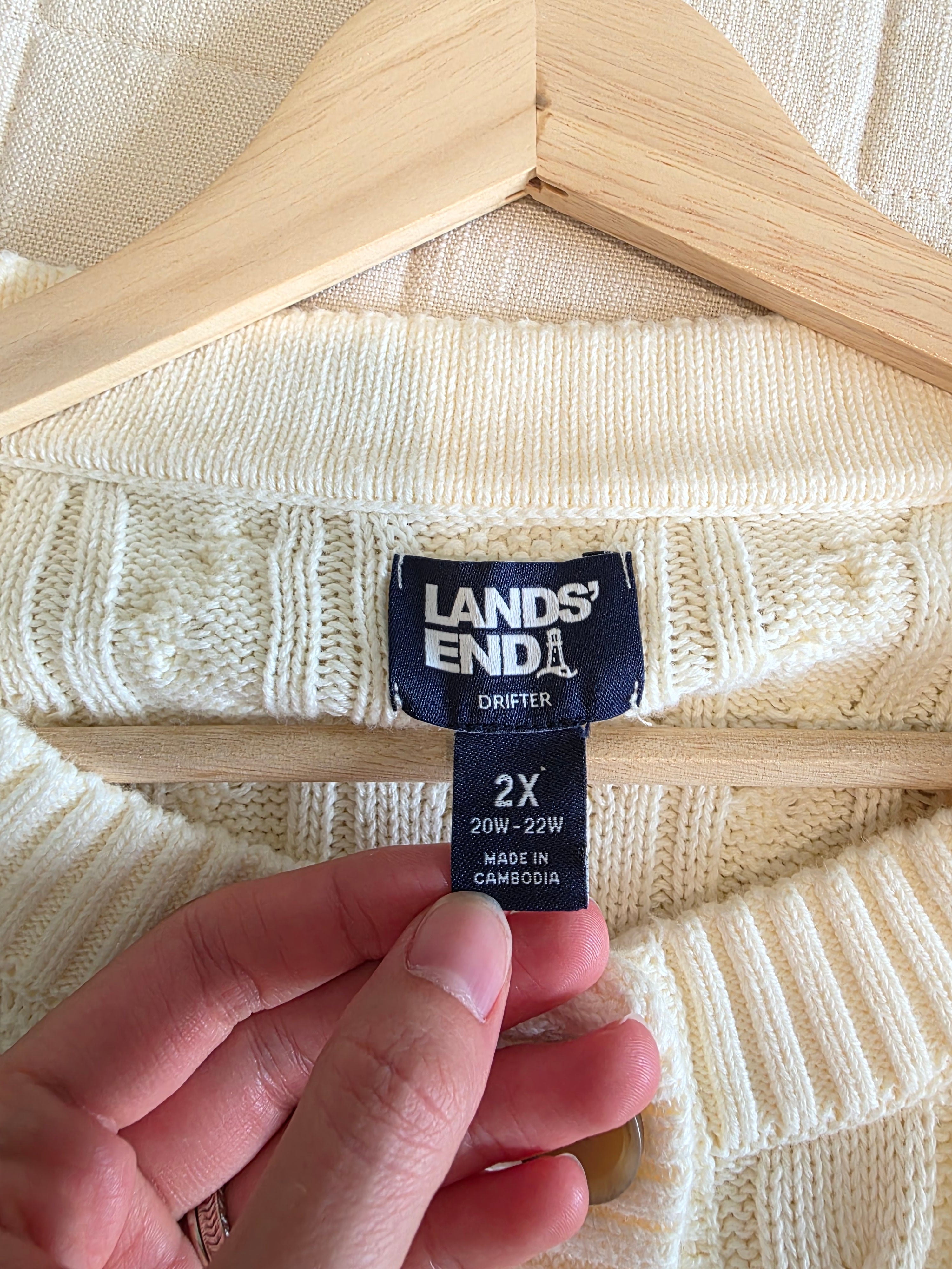 Cable Knit Cotton Cardigan (2X)