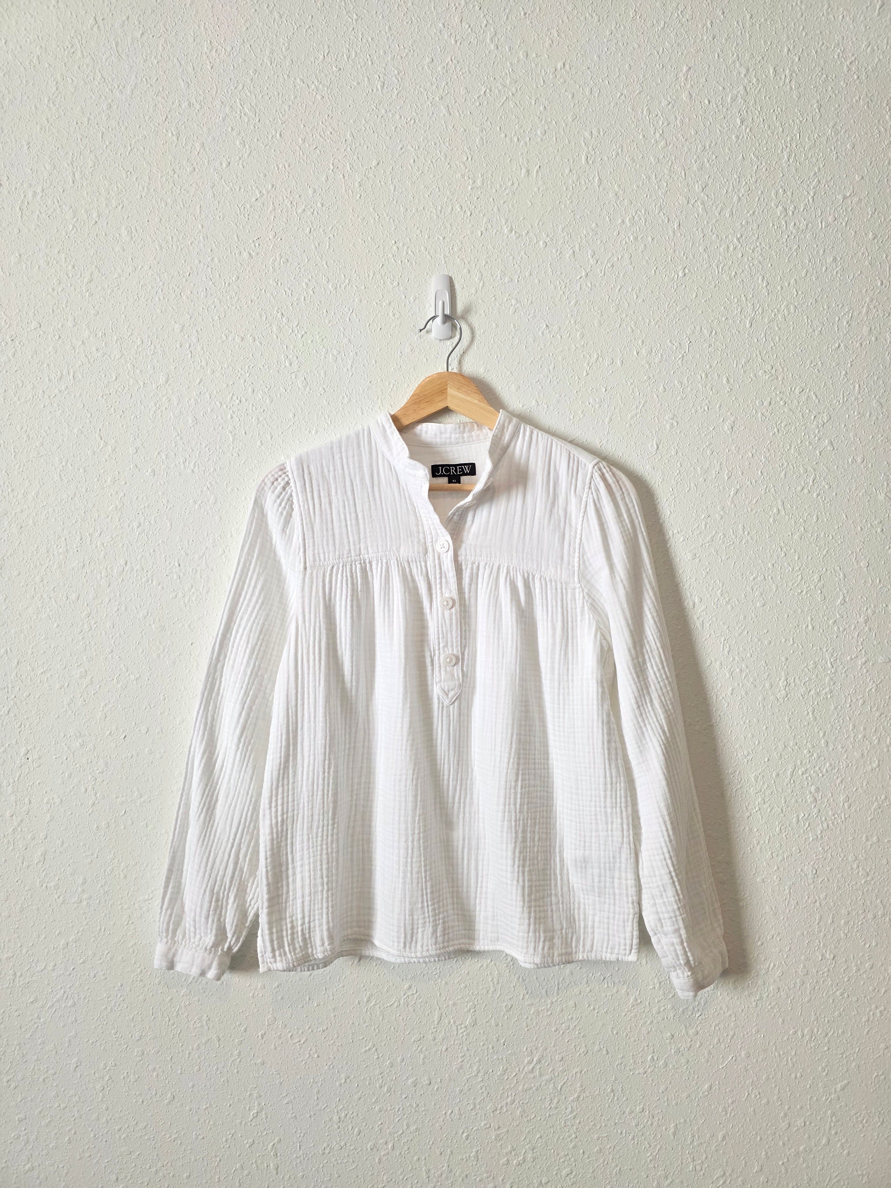 J.Crew White Cotton Gauze Blouse (XS)