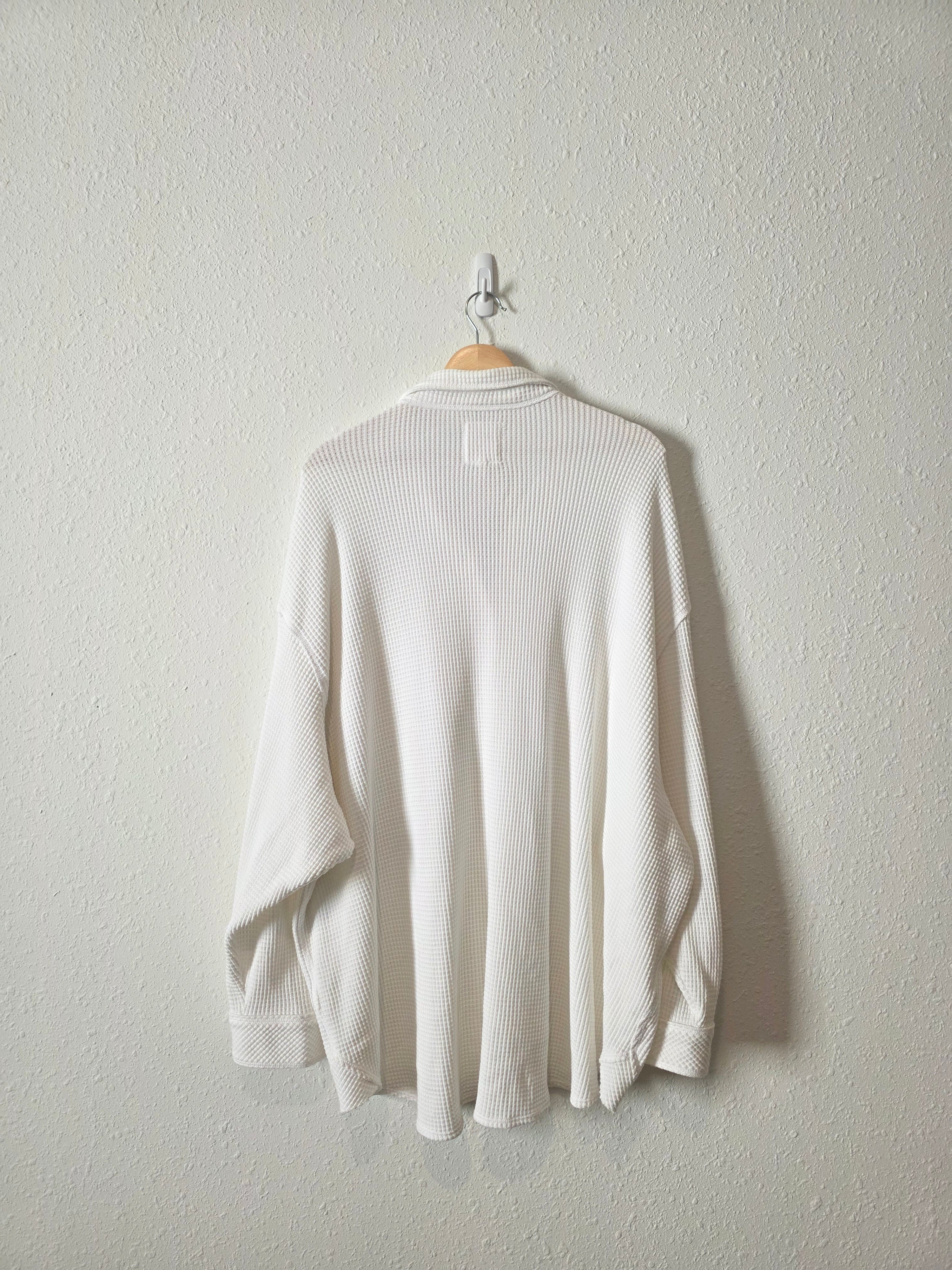 Aerie White Waffle Shirt Jacket (XXL)