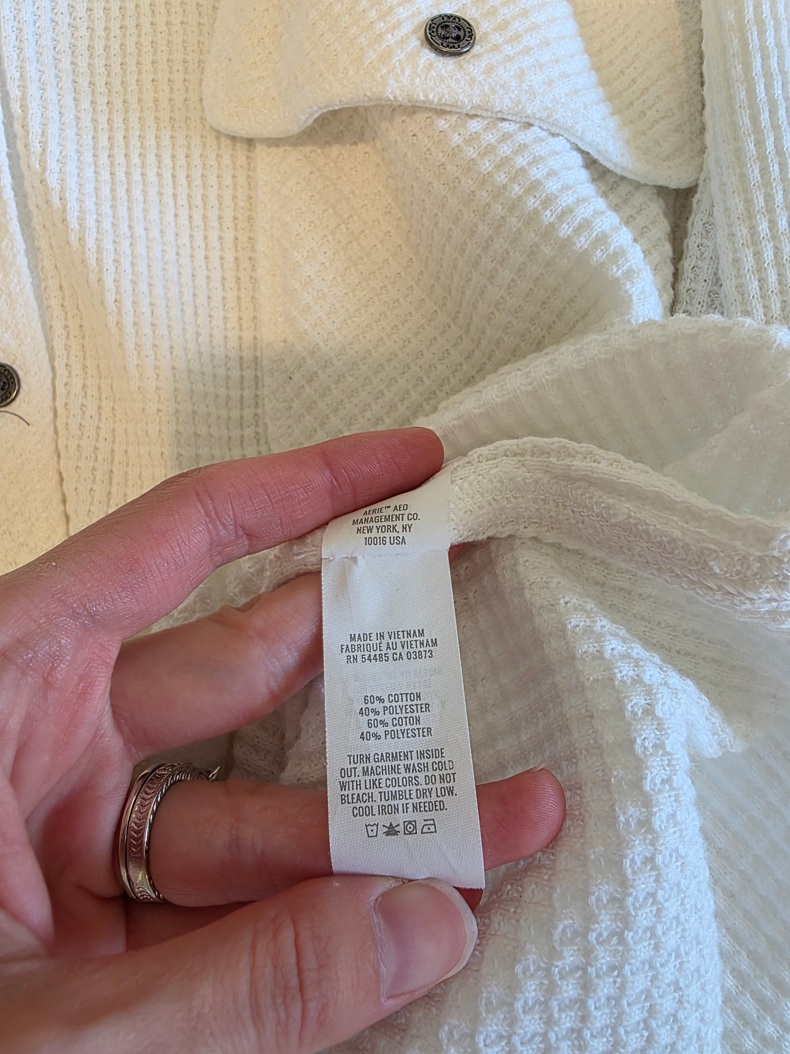 Aerie White Waffle Shirt Jacket (XXL)