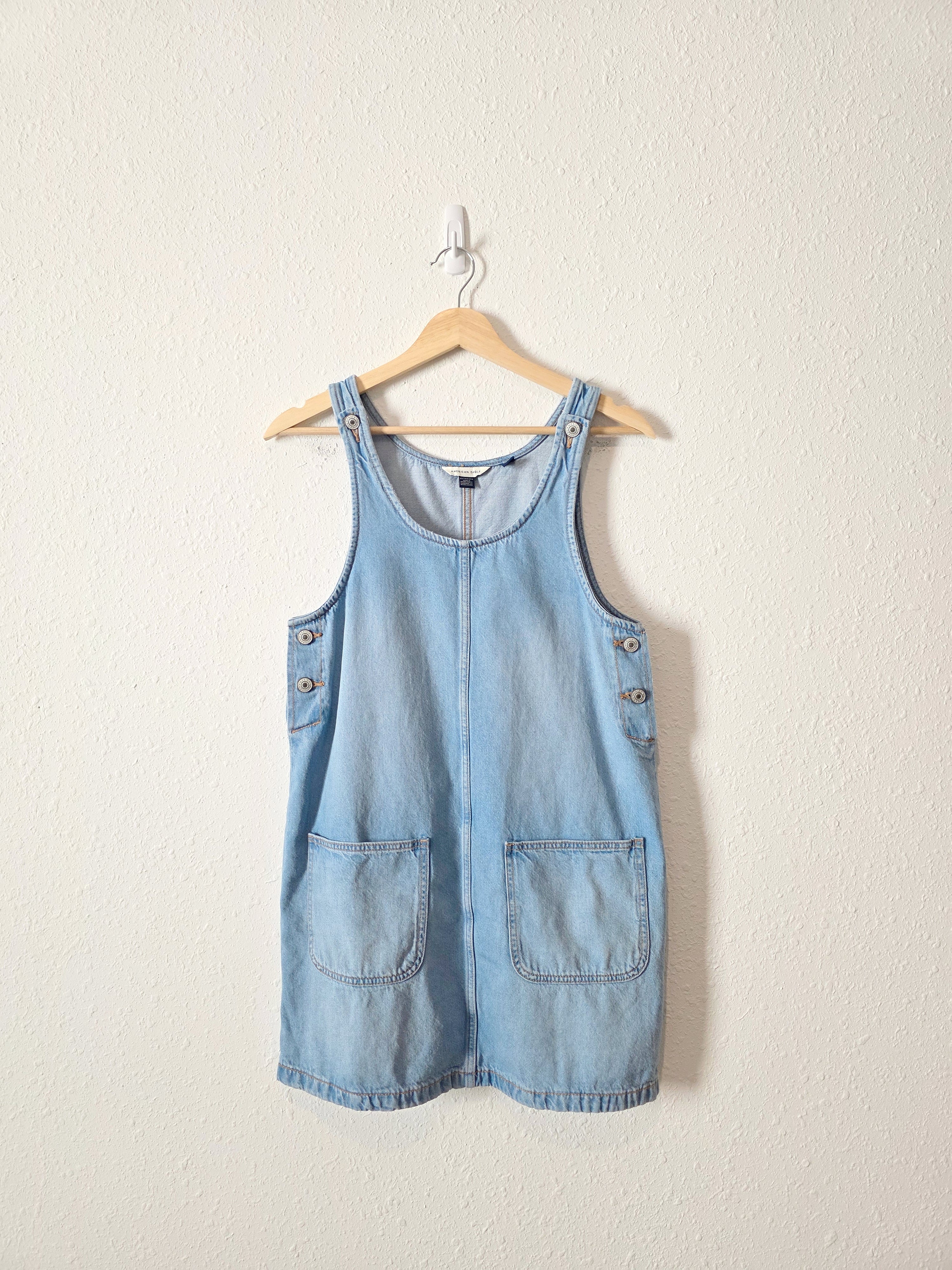 Denim Mini Overall Dress (XS)