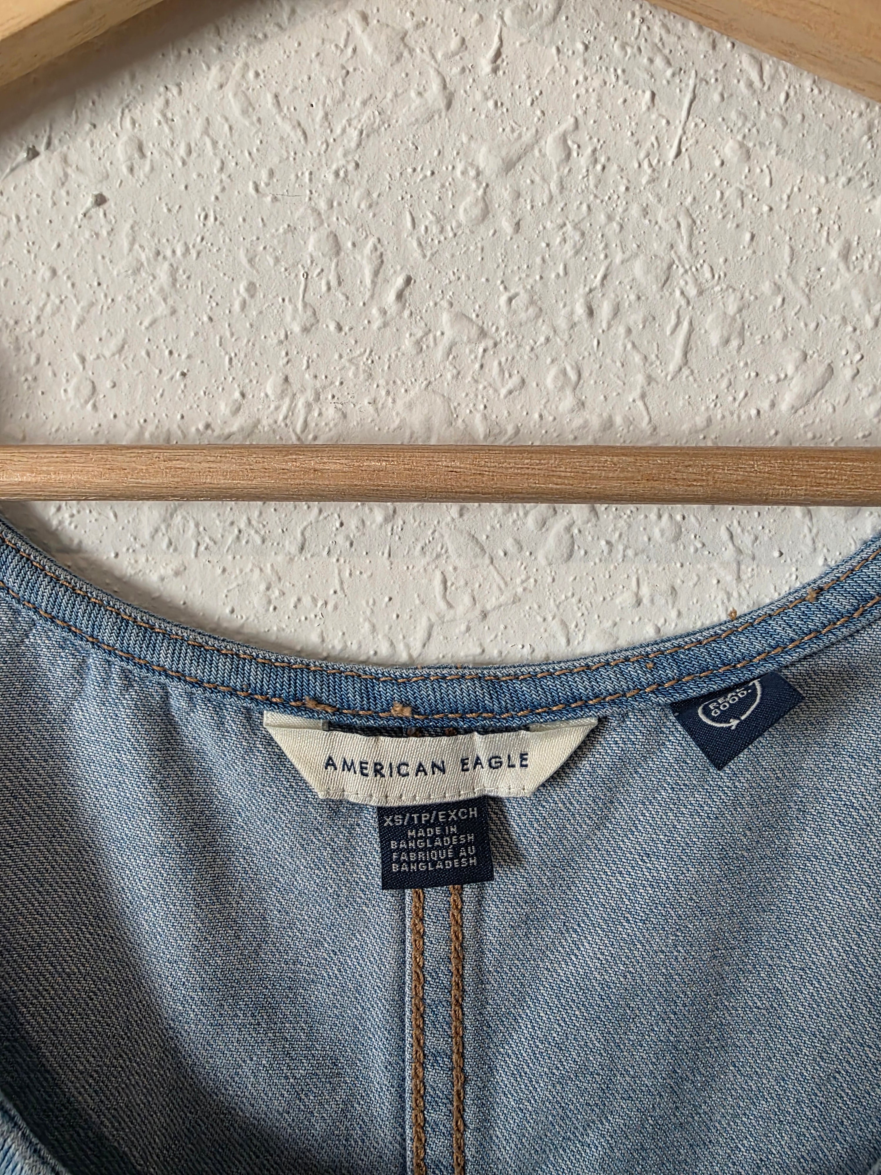 Denim Mini Overall Dress (XS)