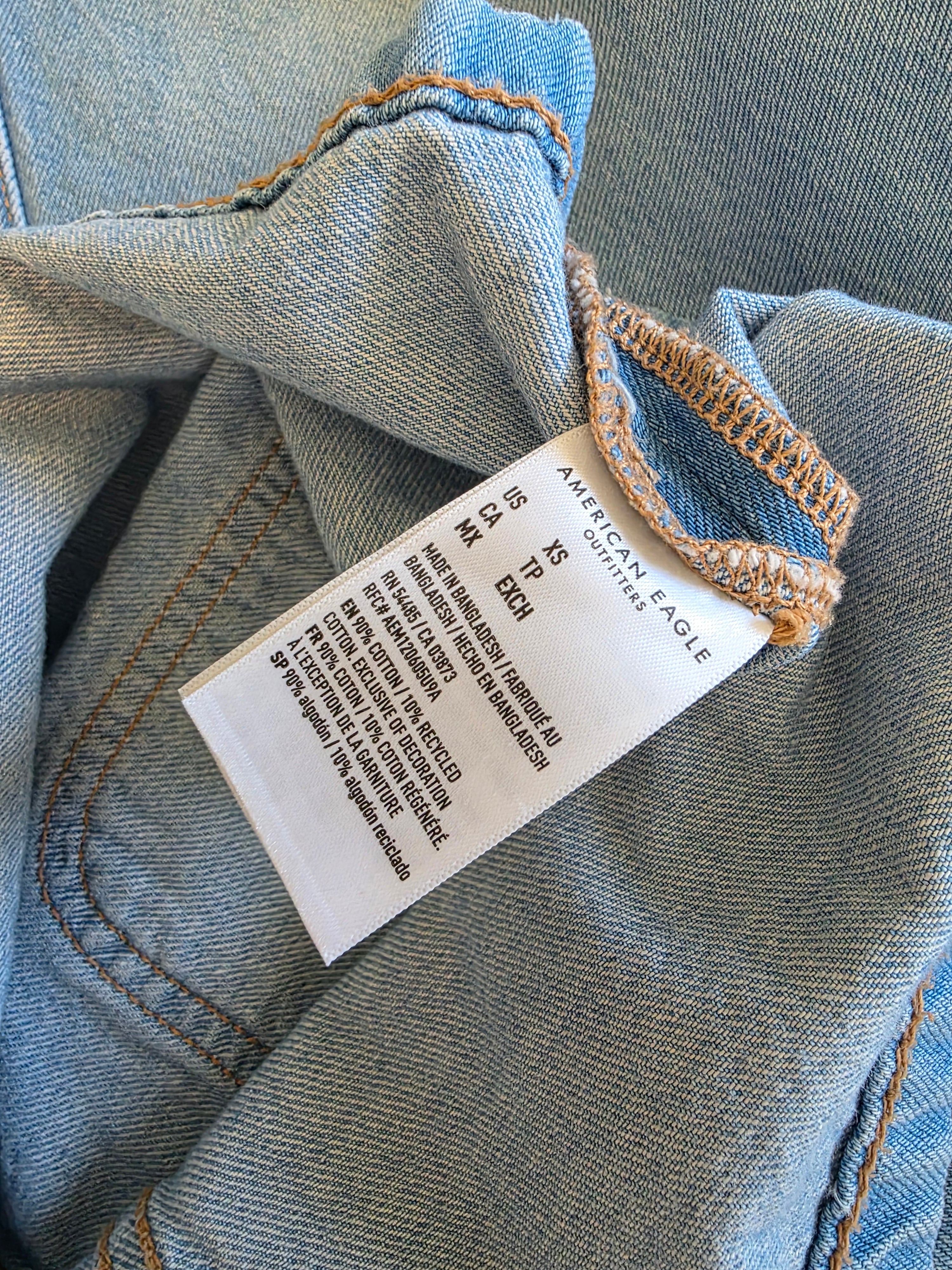 Denim Mini Overall Dress (XS)