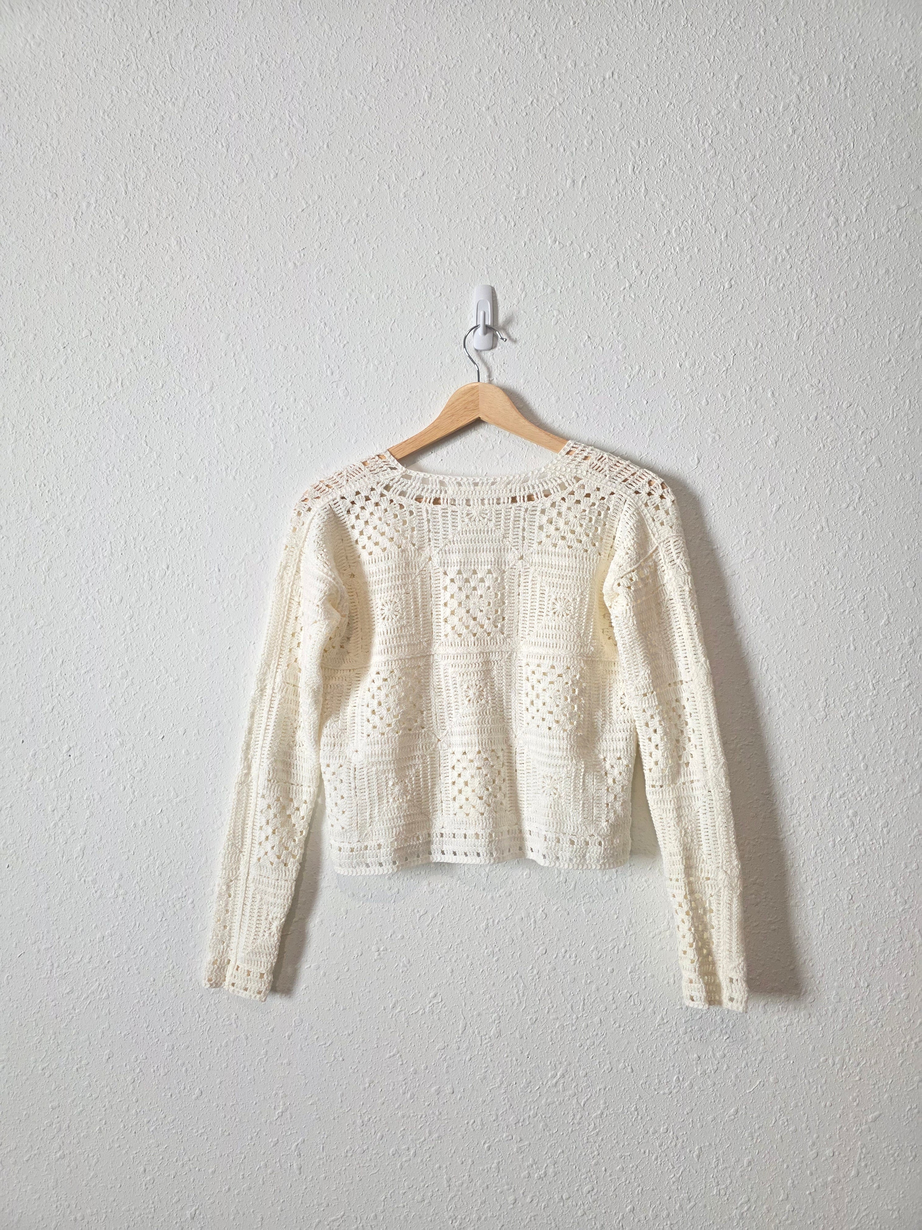 Crochet Knit Button Up Top (XS)