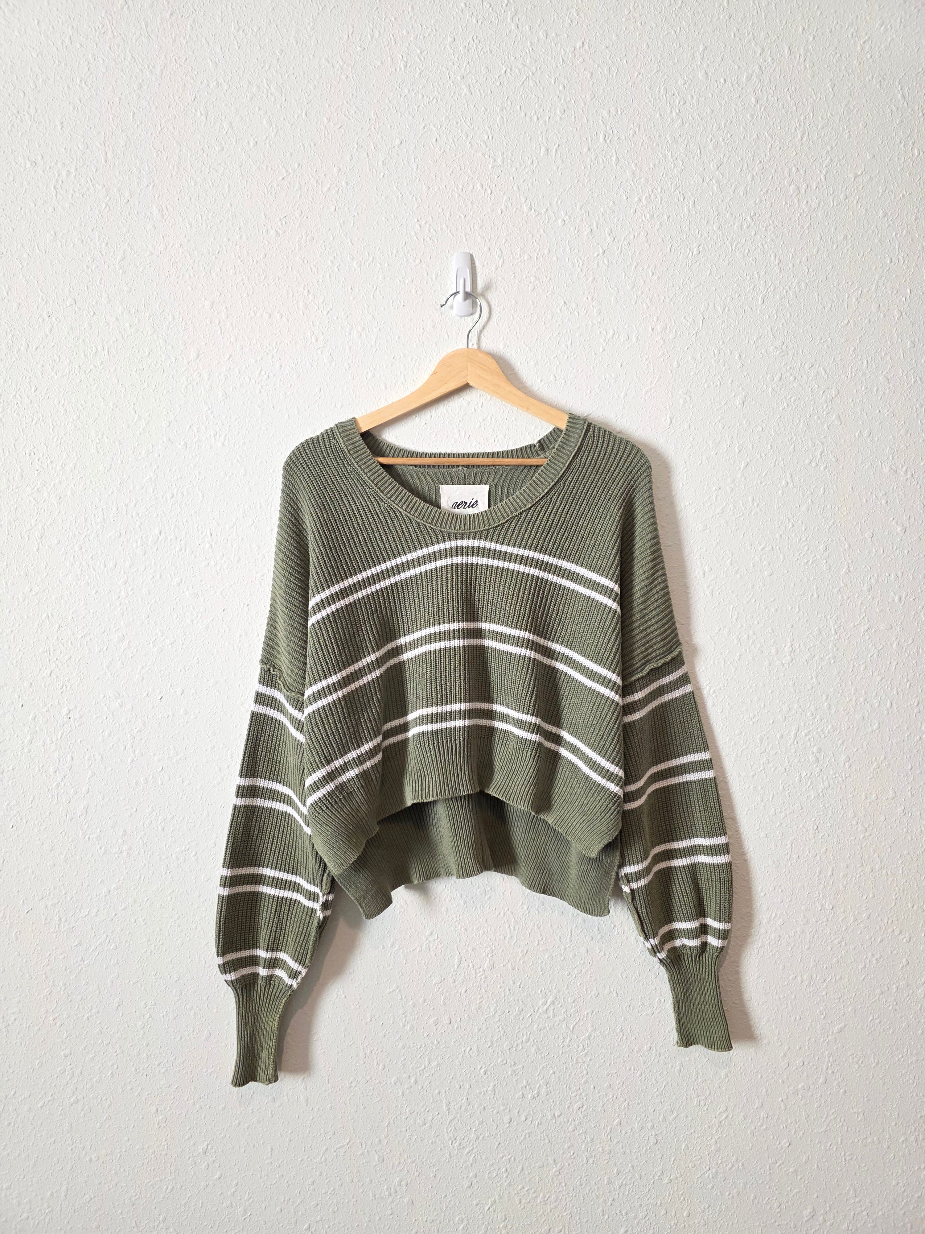 Aerie Green Striped Sweater (S)