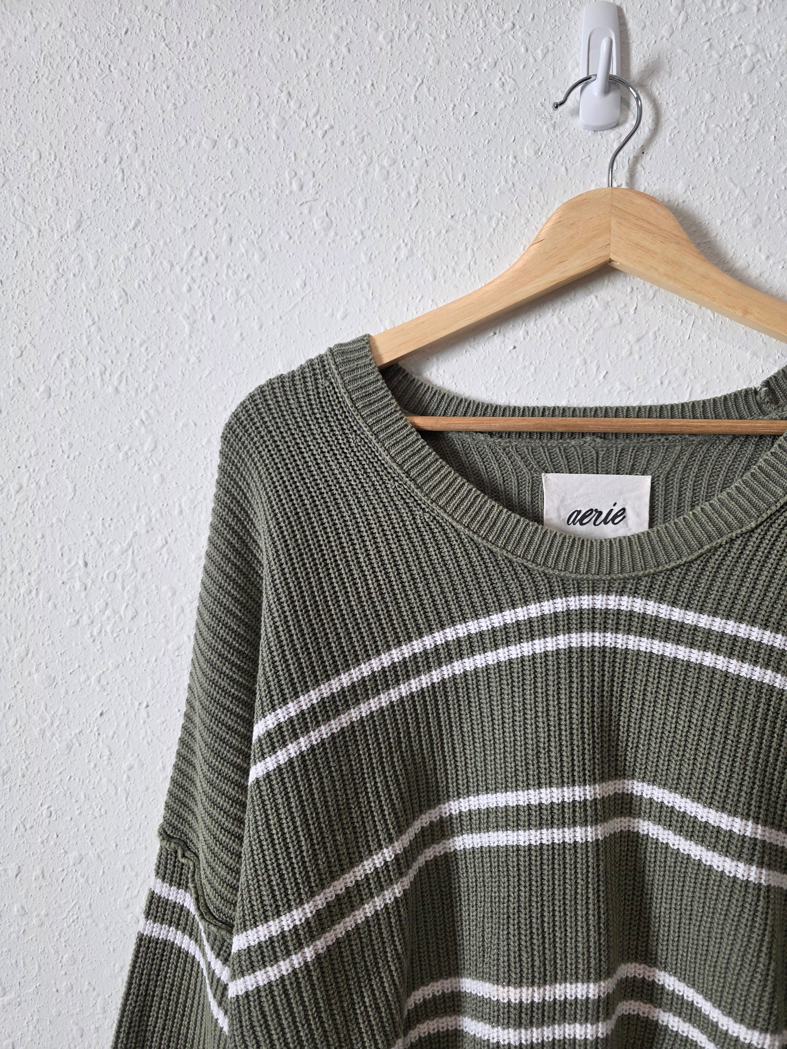 Aerie Green Striped Sweater (S)