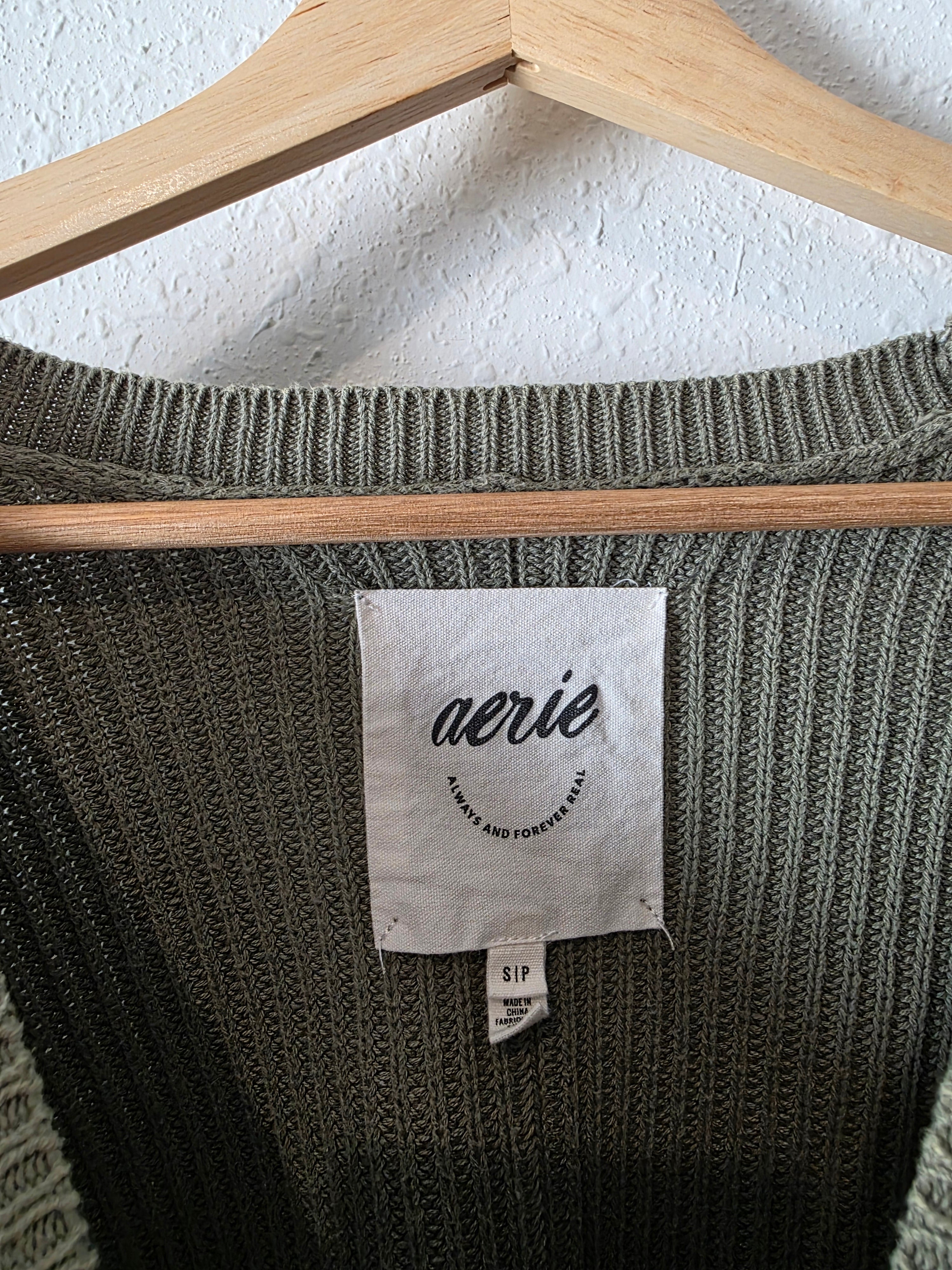 Aerie Green Striped Sweater (S)