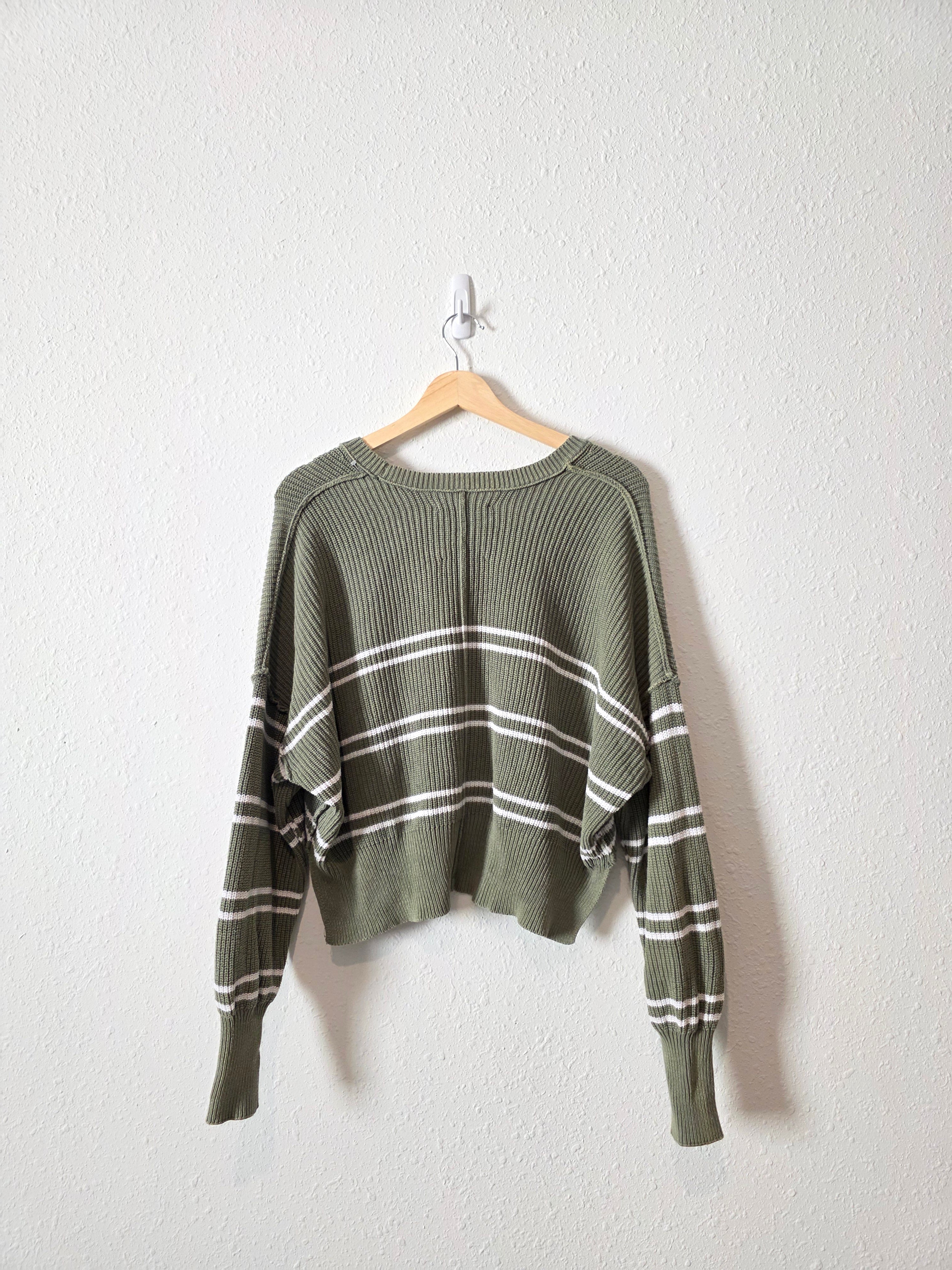 Aerie Green Striped Sweater (S)