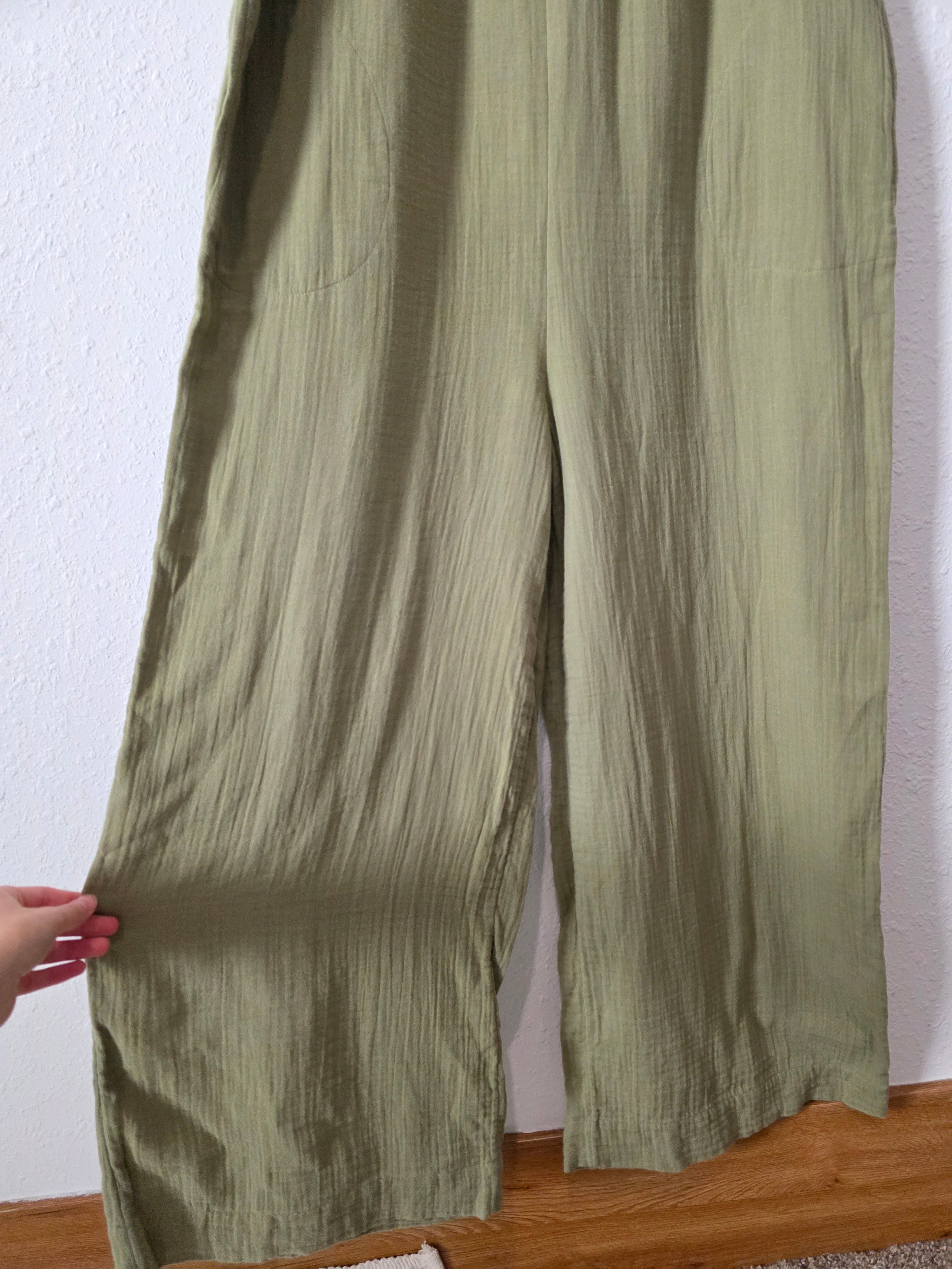 Green Wide Leg Gauze Jumpsuit (M tall)
