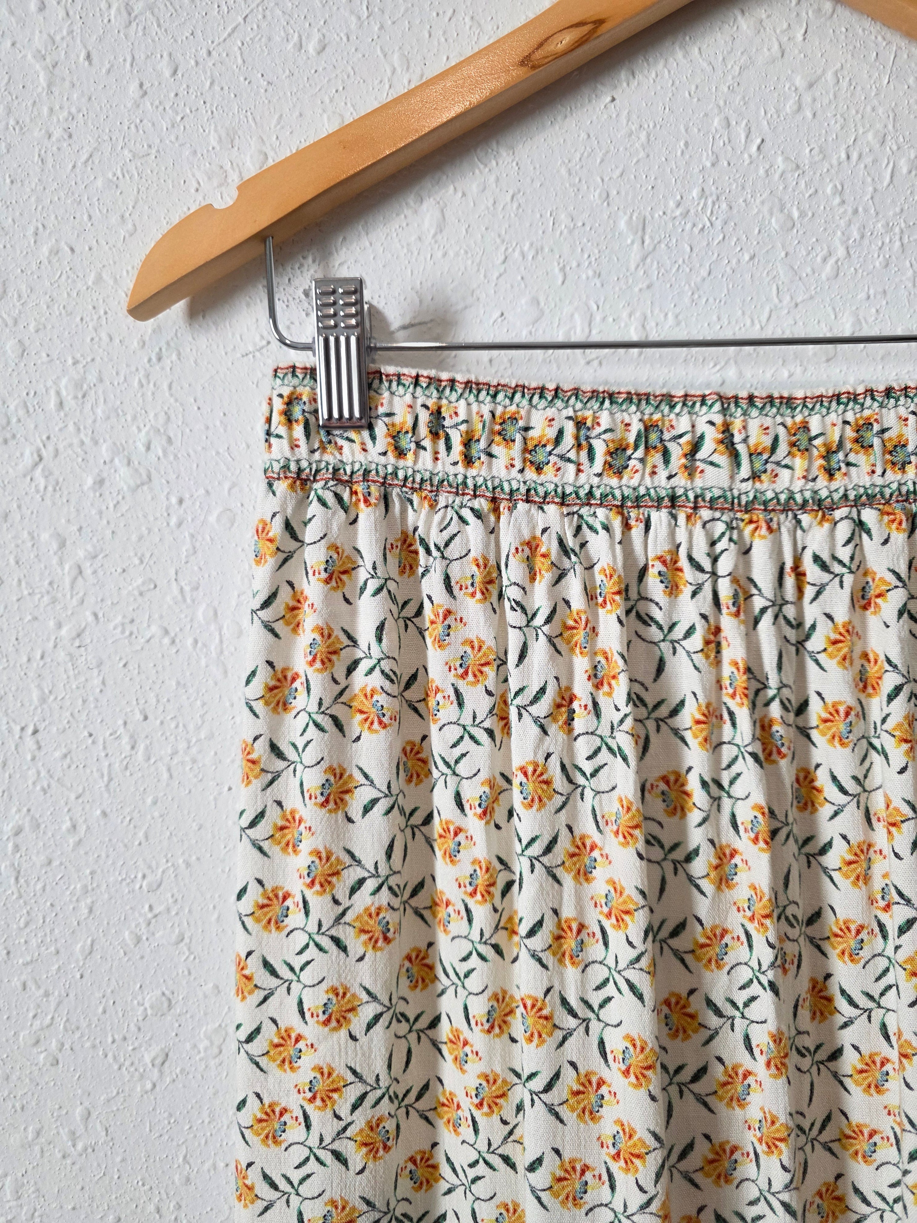 Floral Ruffle Midi Skirt (M)