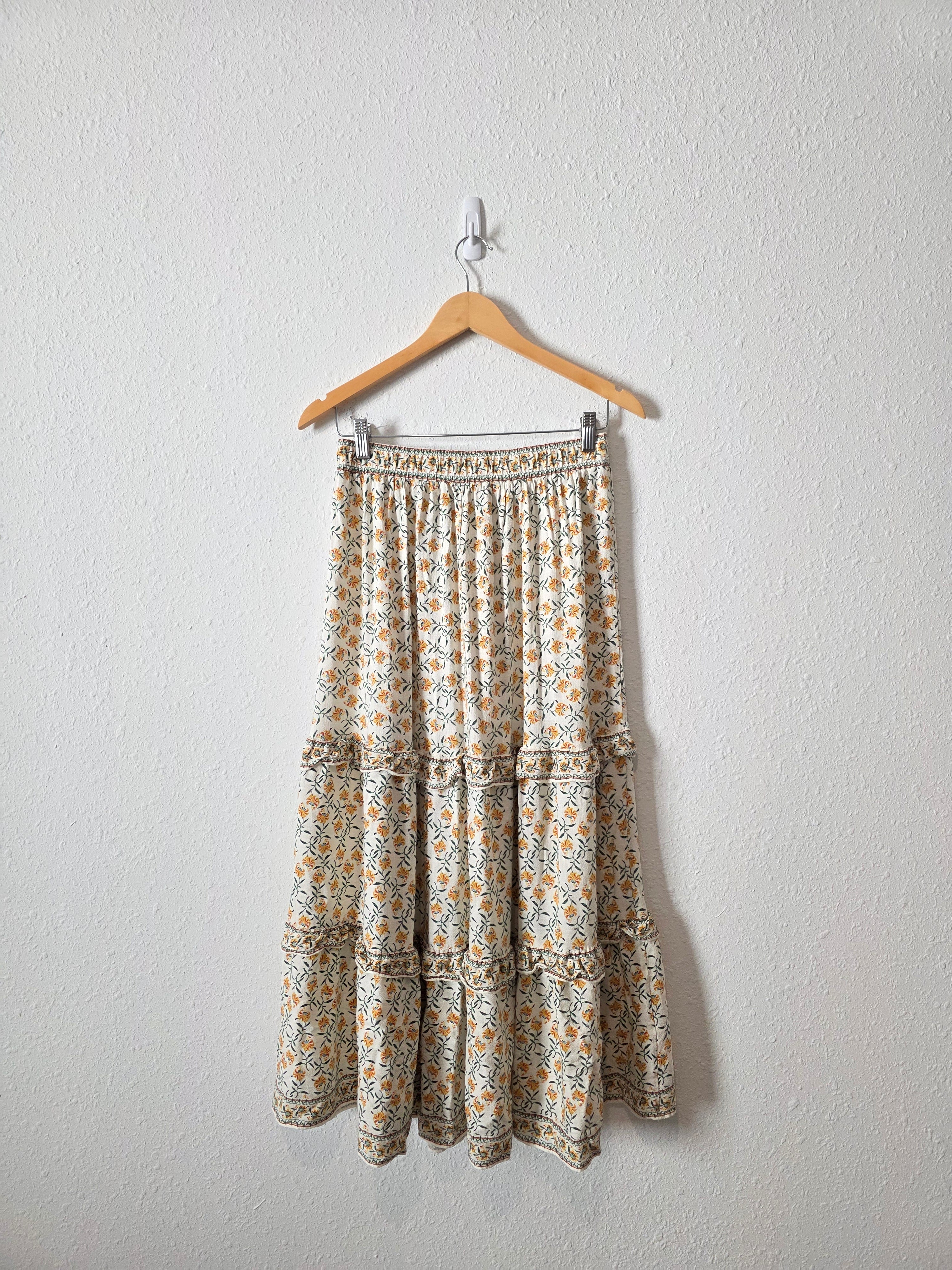 Floral Ruffle Midi Skirt (M)