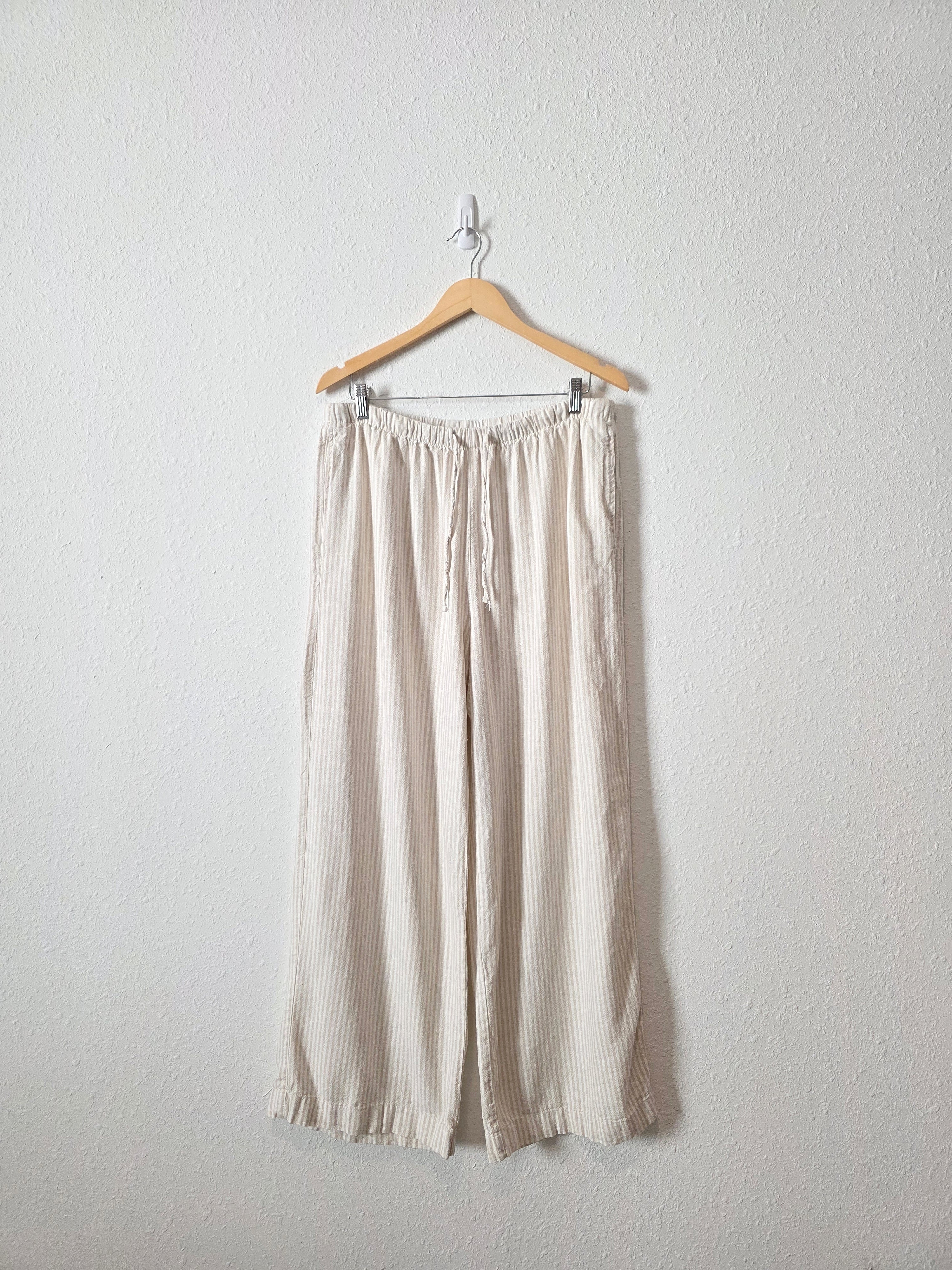 Linen Blend Wide Leg Pants (L)