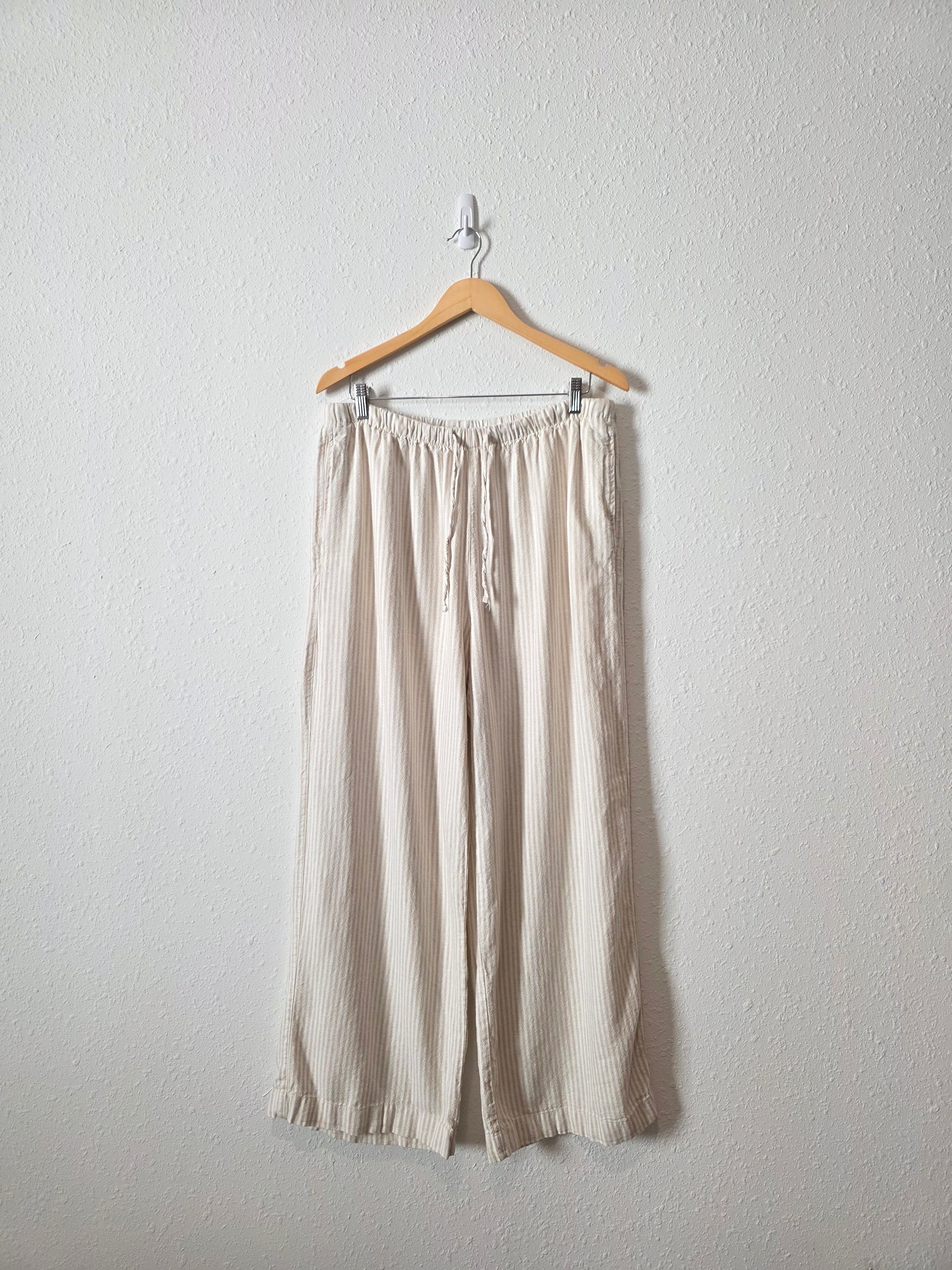 Linen Blend Wide Leg Pants (L)