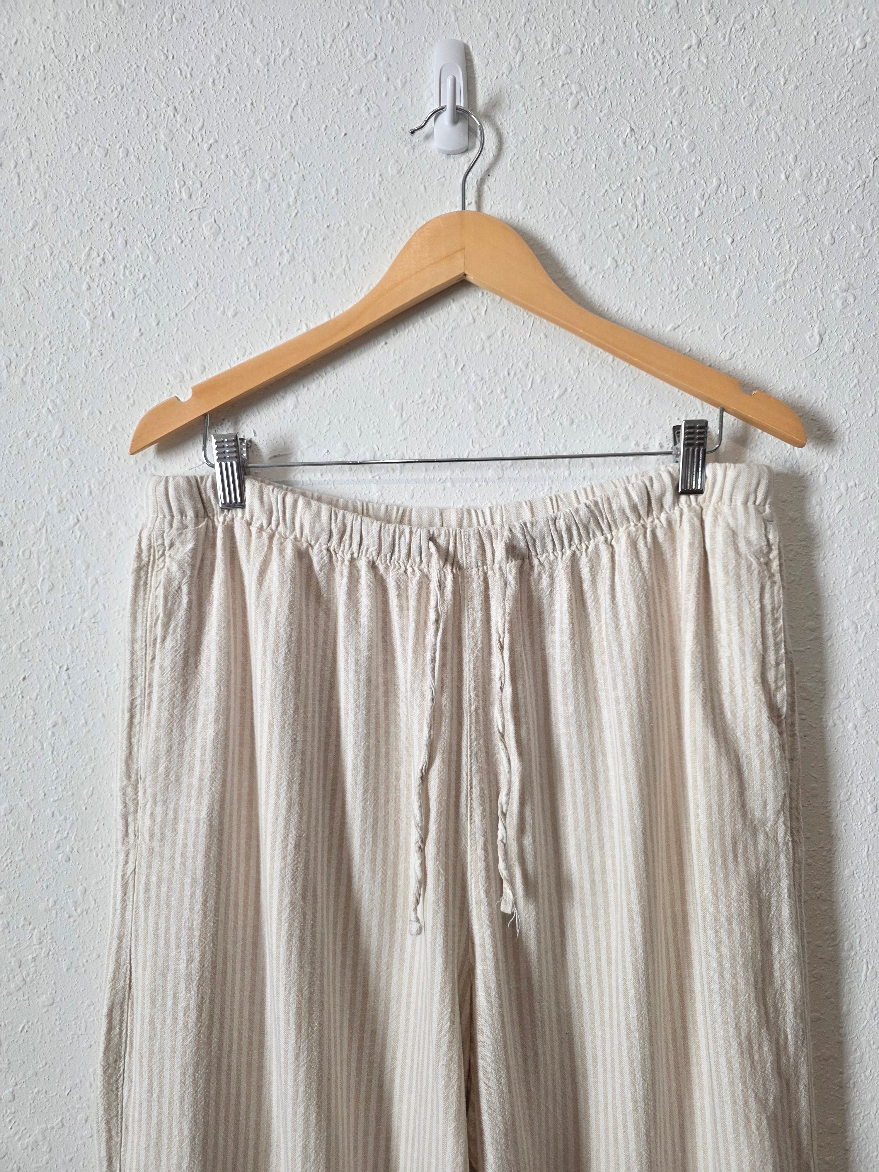 Linen Blend Wide Leg Pants (L)