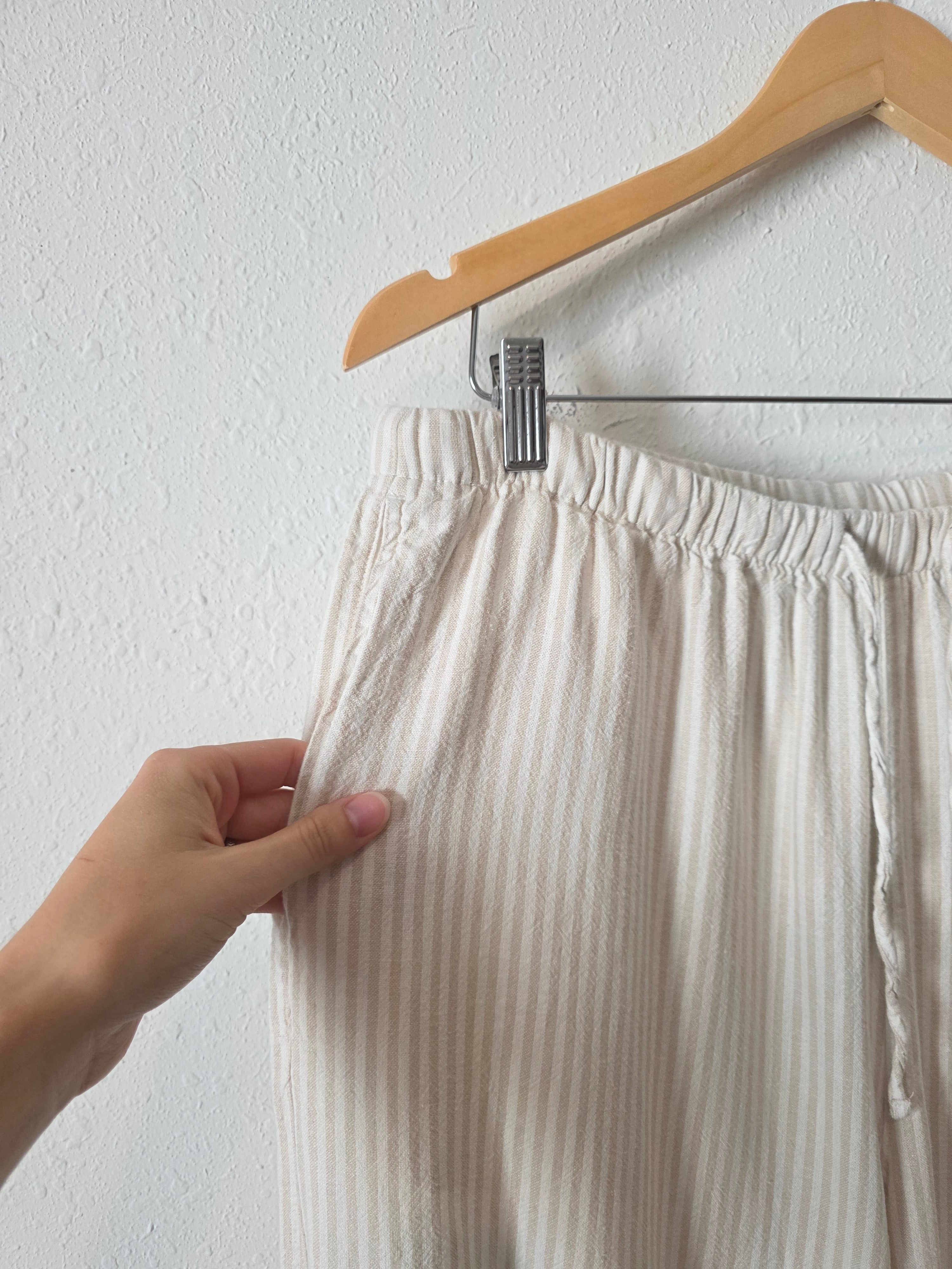 Linen Blend Wide Leg Pants (L)