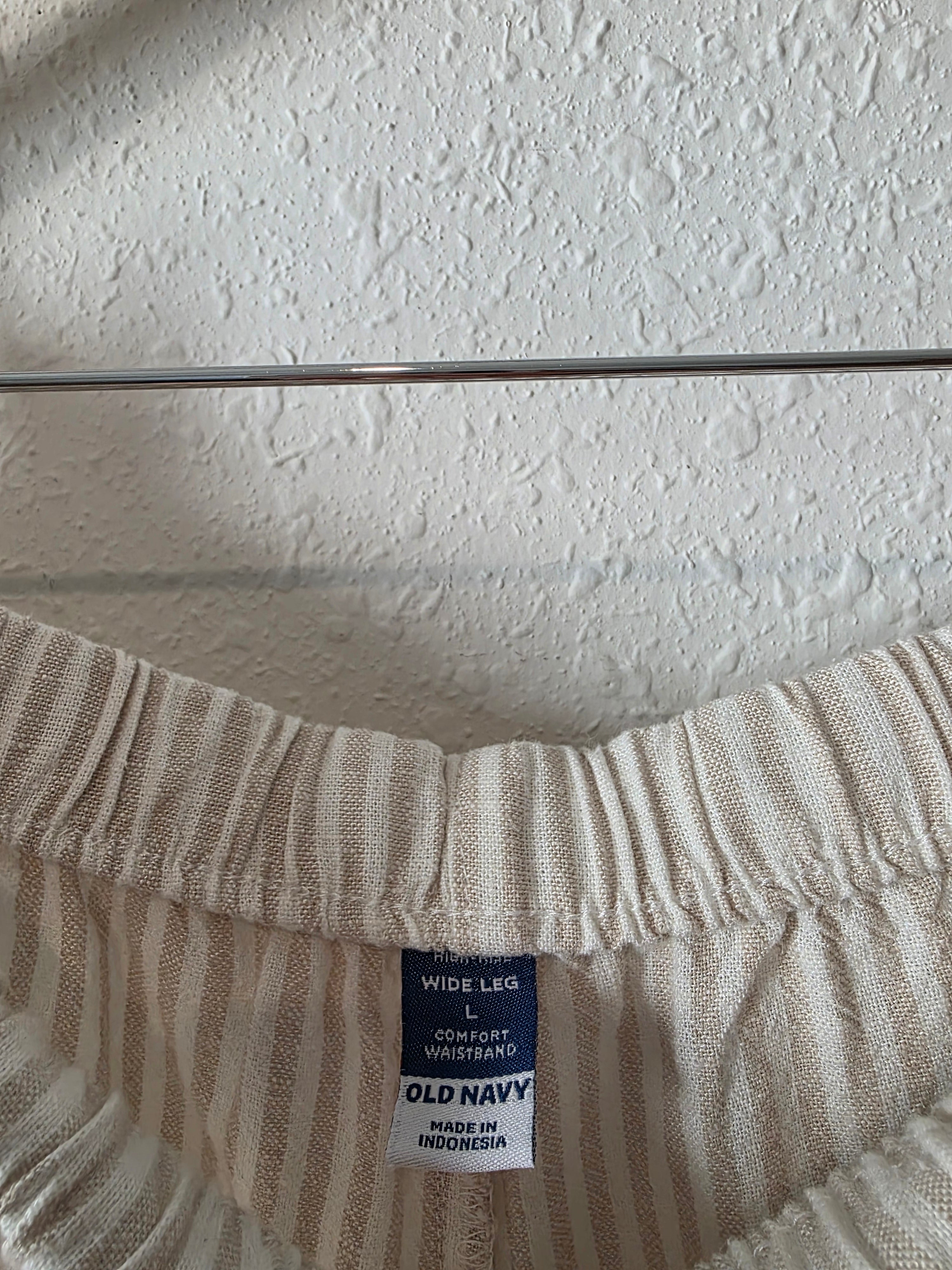 Linen Blend Wide Leg Pants (L)