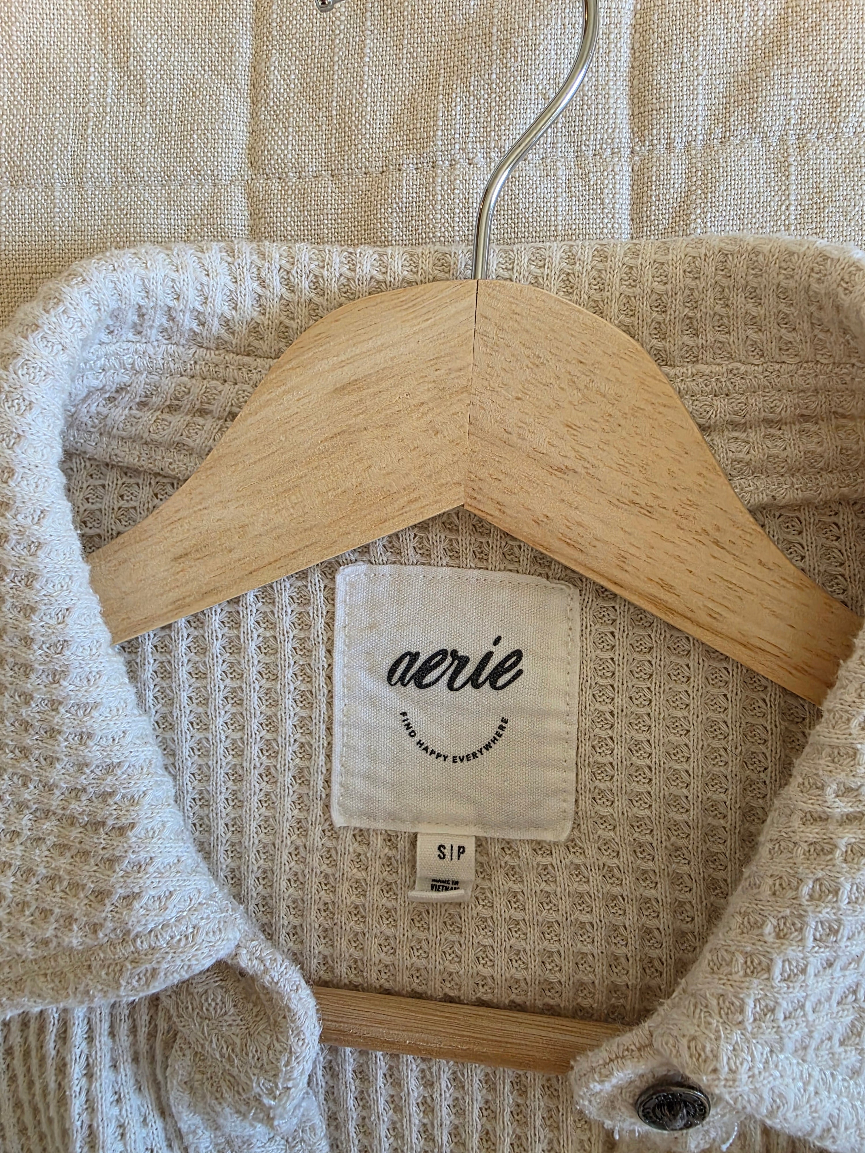 Aerie Oatmeal Waffle Shirt Jacket (S)