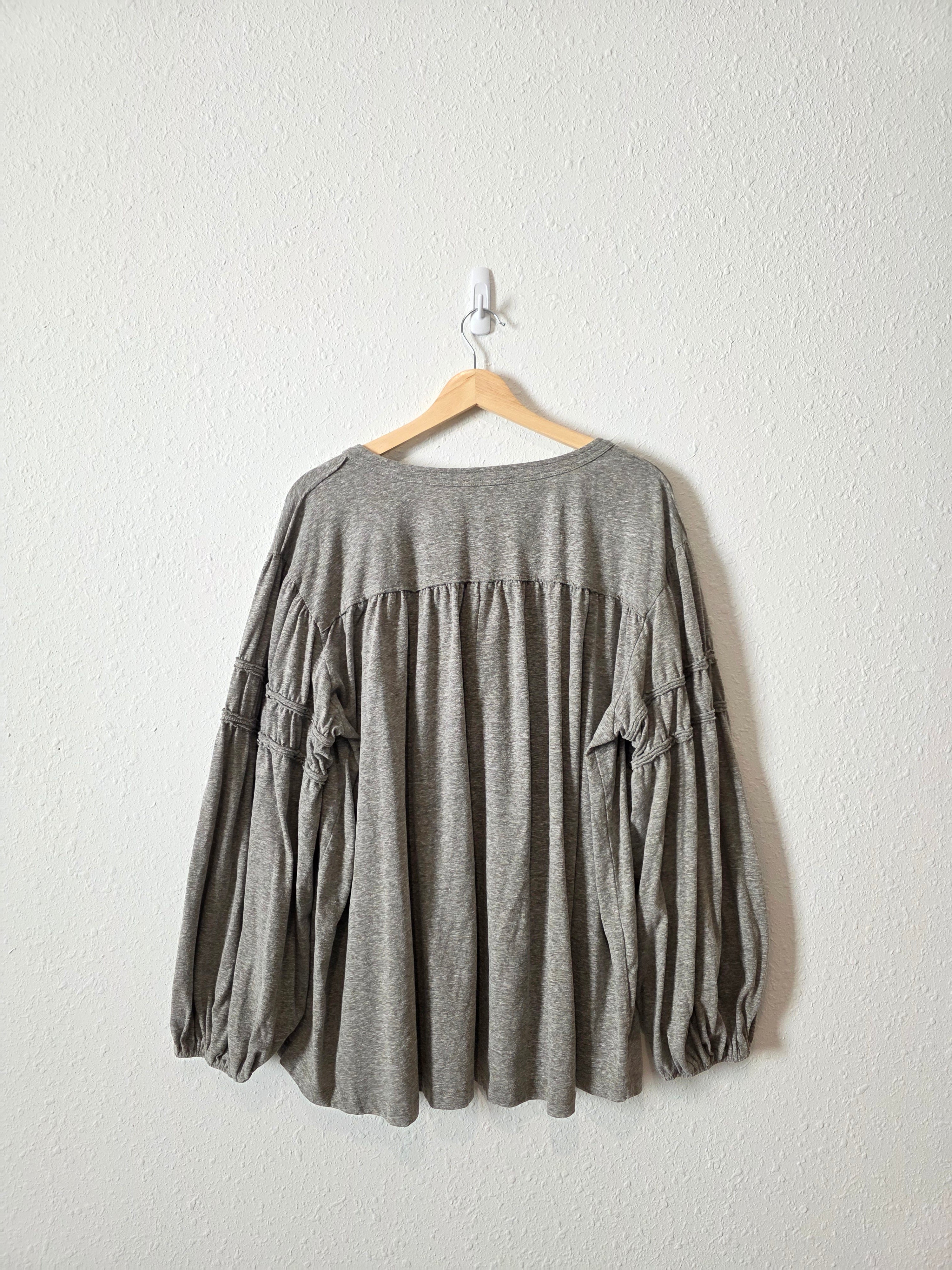 Easel Puff Sleeve Tie Front Top (3X)