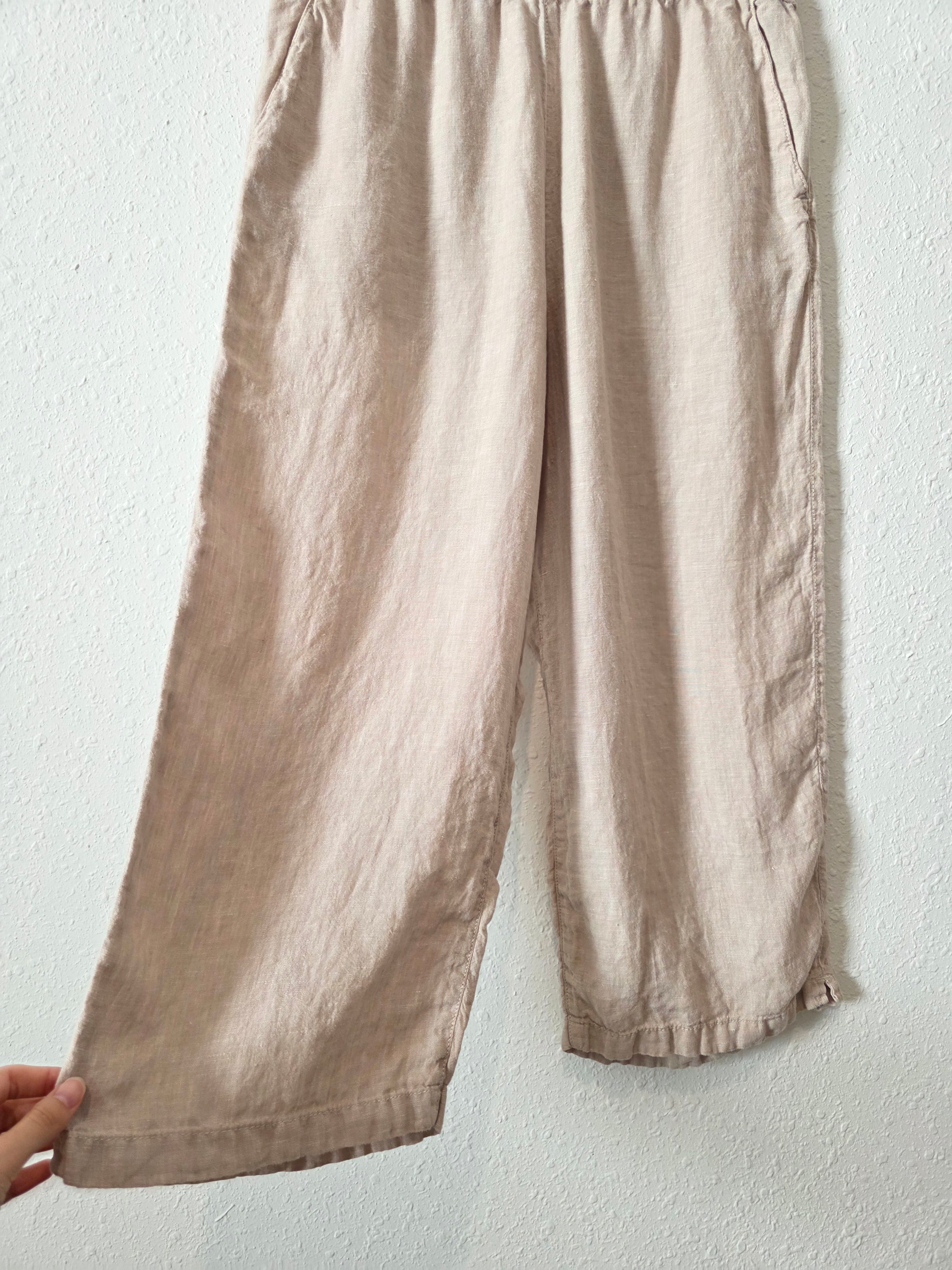 Neutral Wide Leg Linen Pants (M)