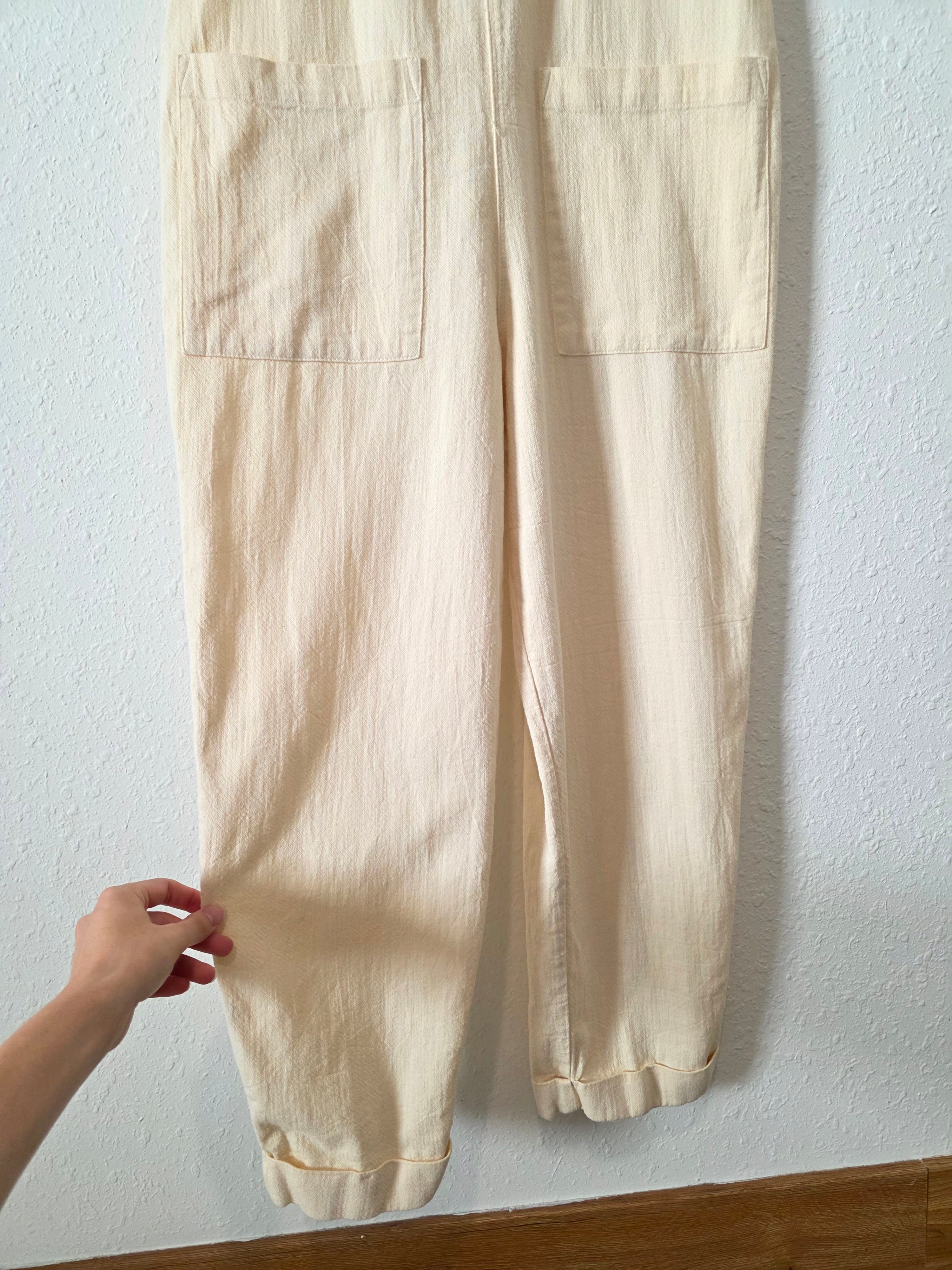Gentle Fawn Cream Cotton Overalls (S)
