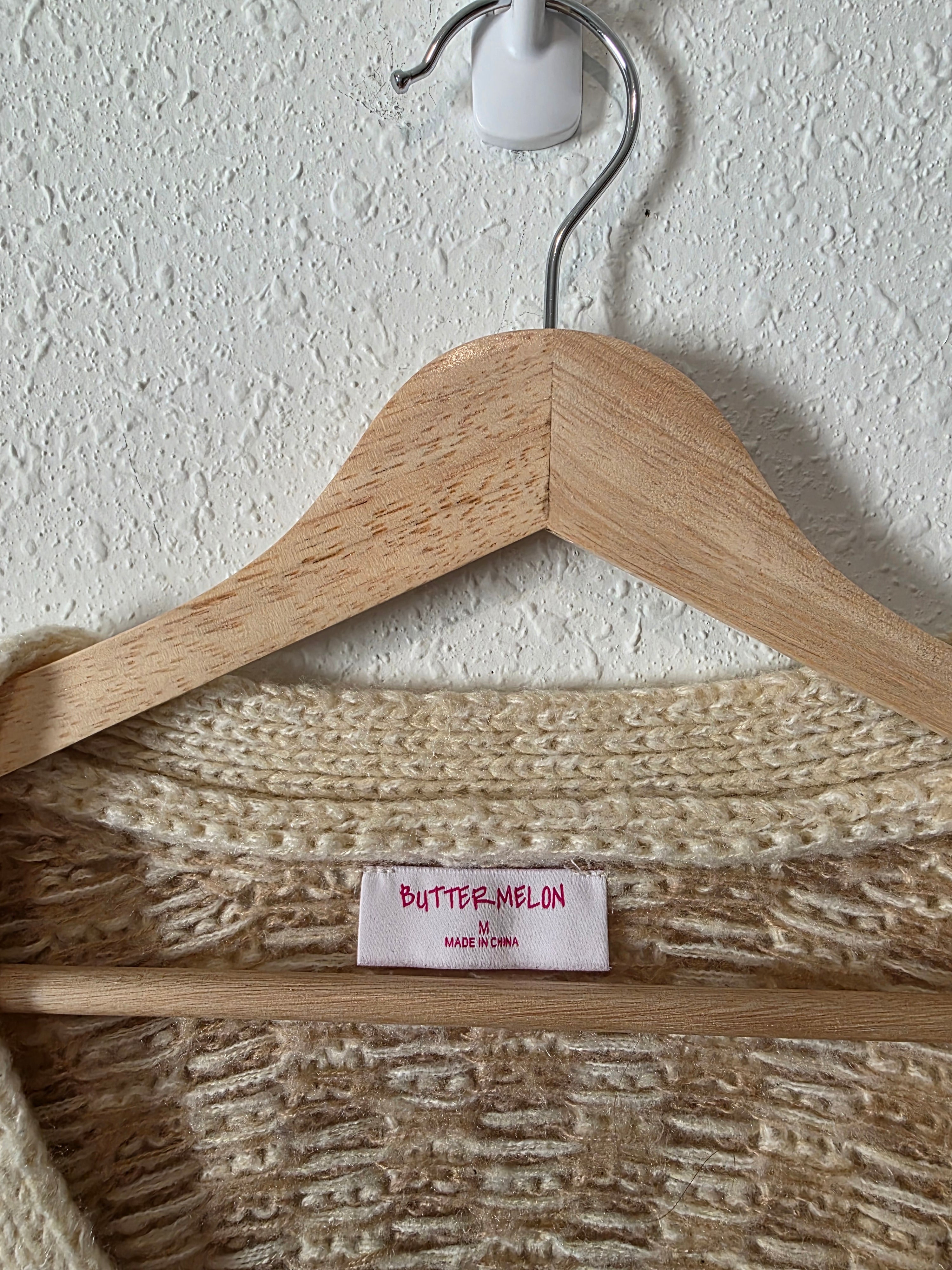Neutral Checkered Striped Cardigan (M)