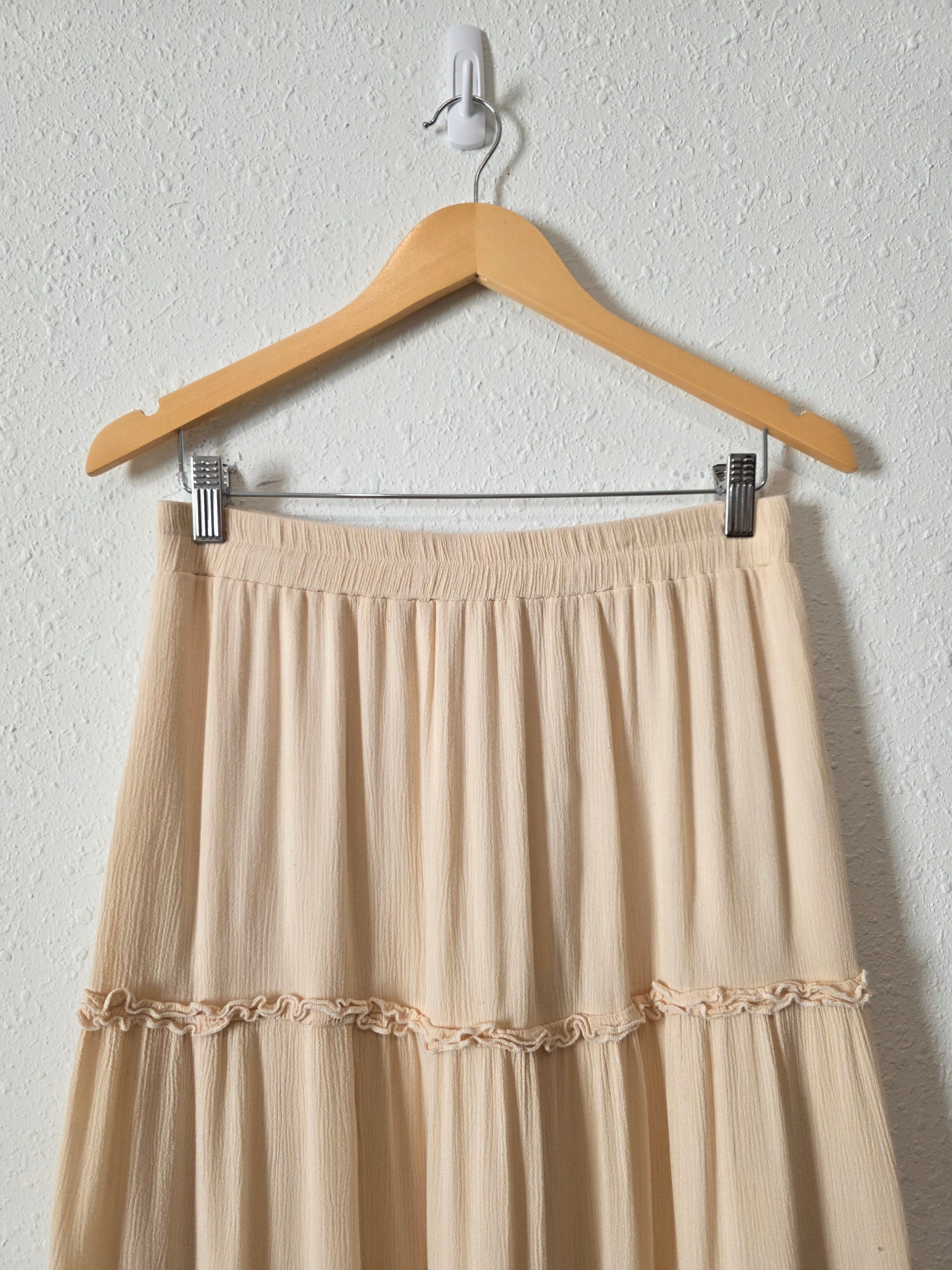 Cream Ruffle Maxi Skirt (L)