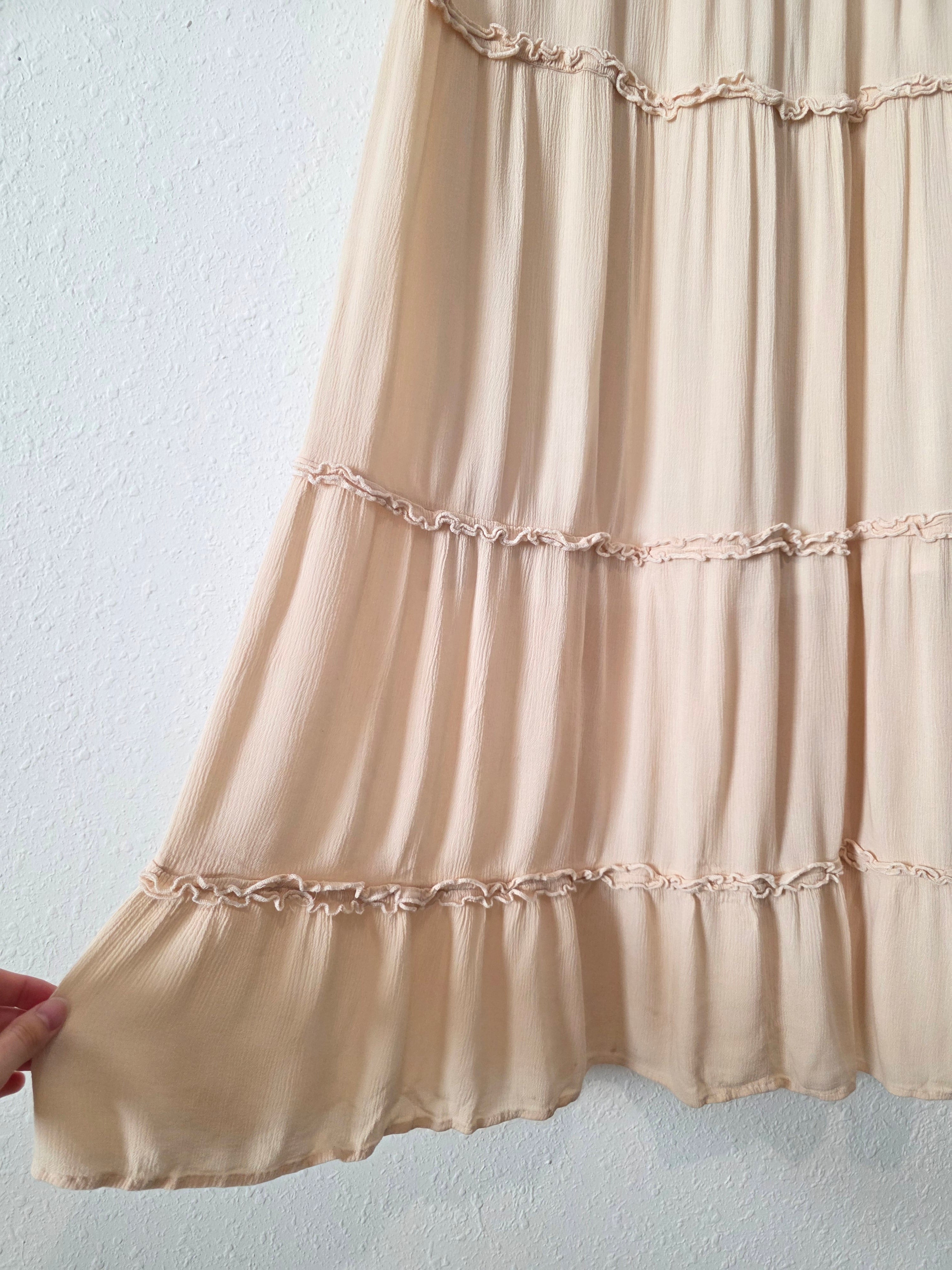 Cream Ruffle Maxi Skirt (L)