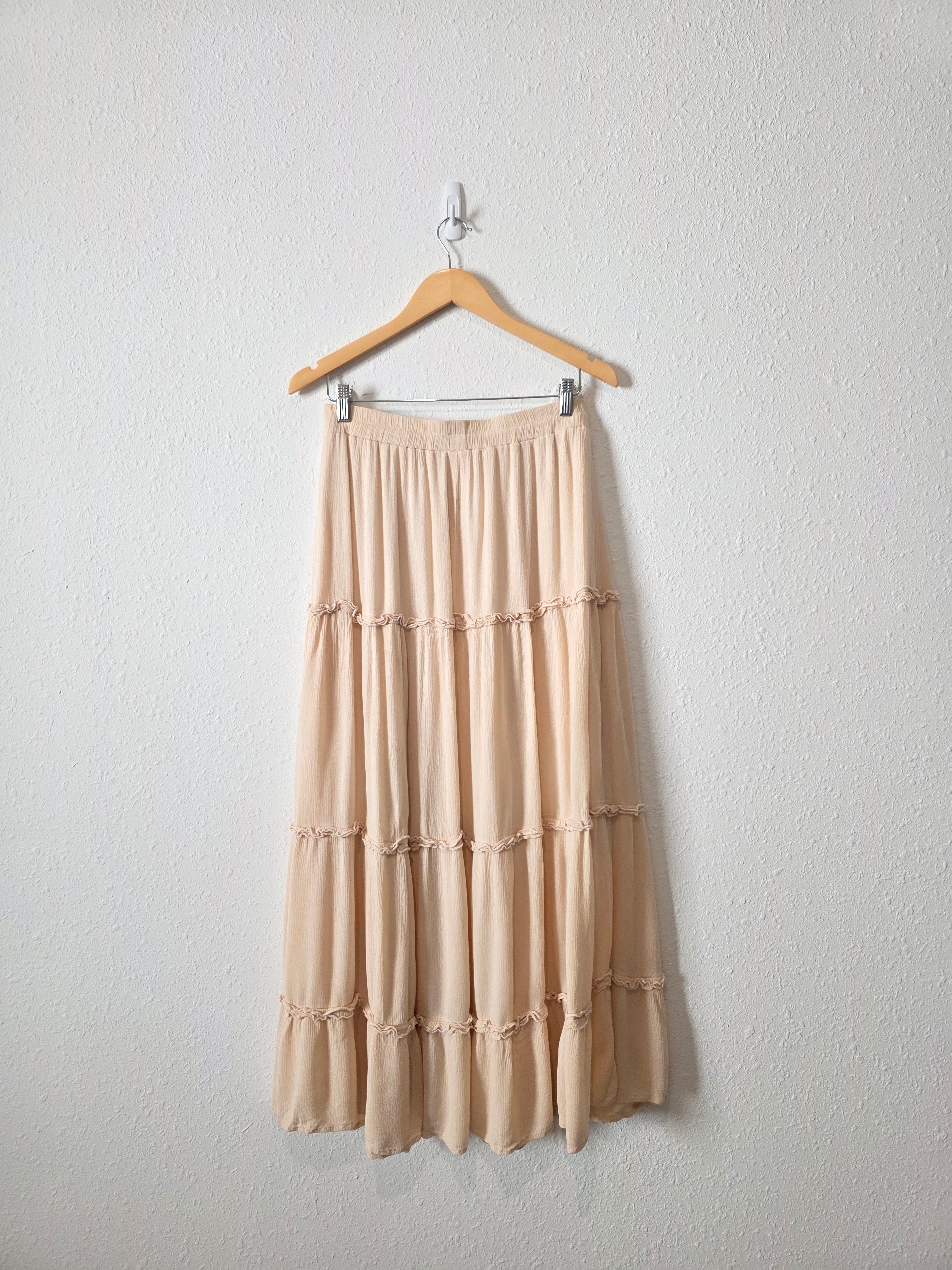 Cream Ruffle Maxi Skirt (L)