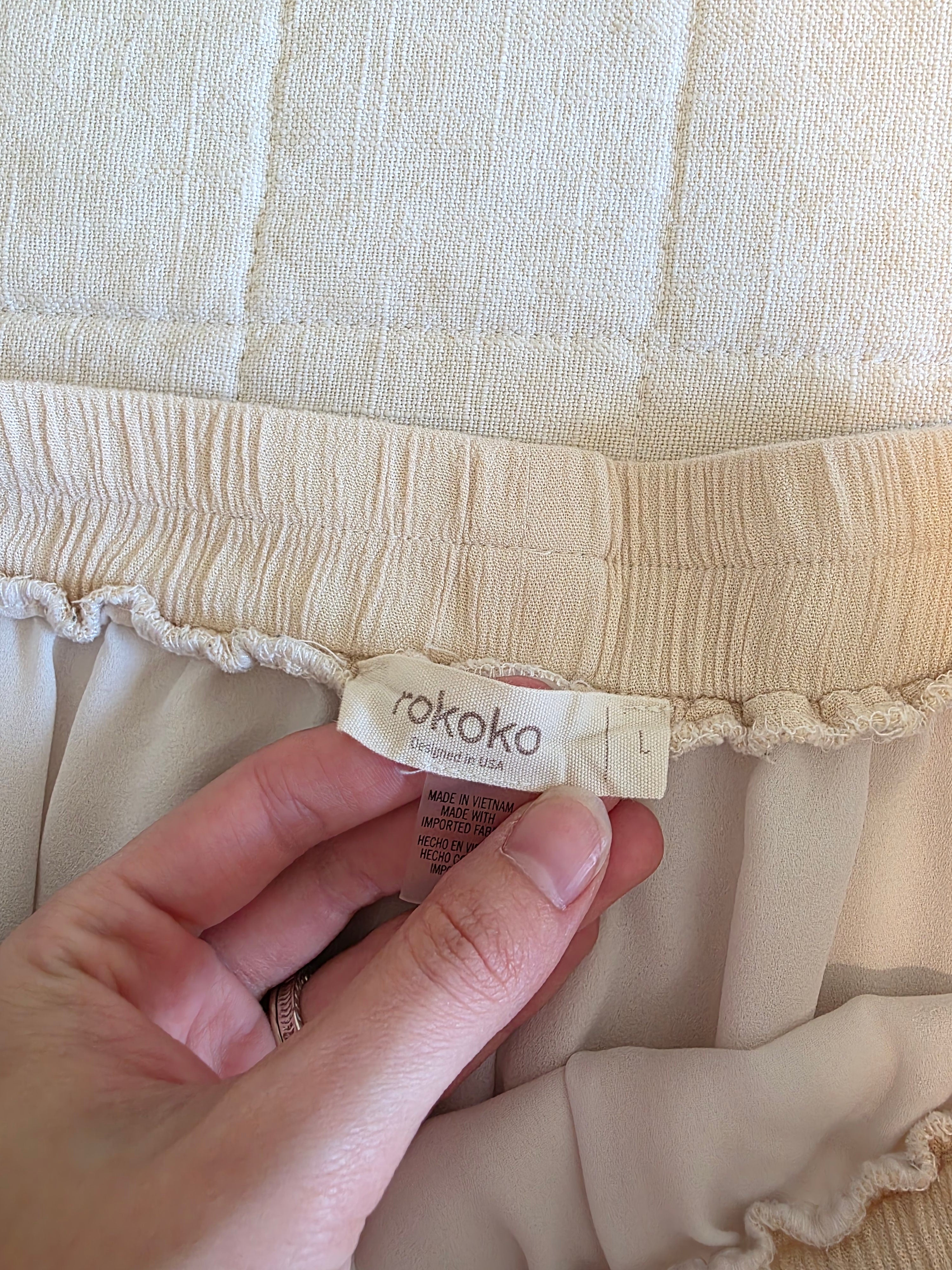 Cream Ruffle Maxi Skirt (L)