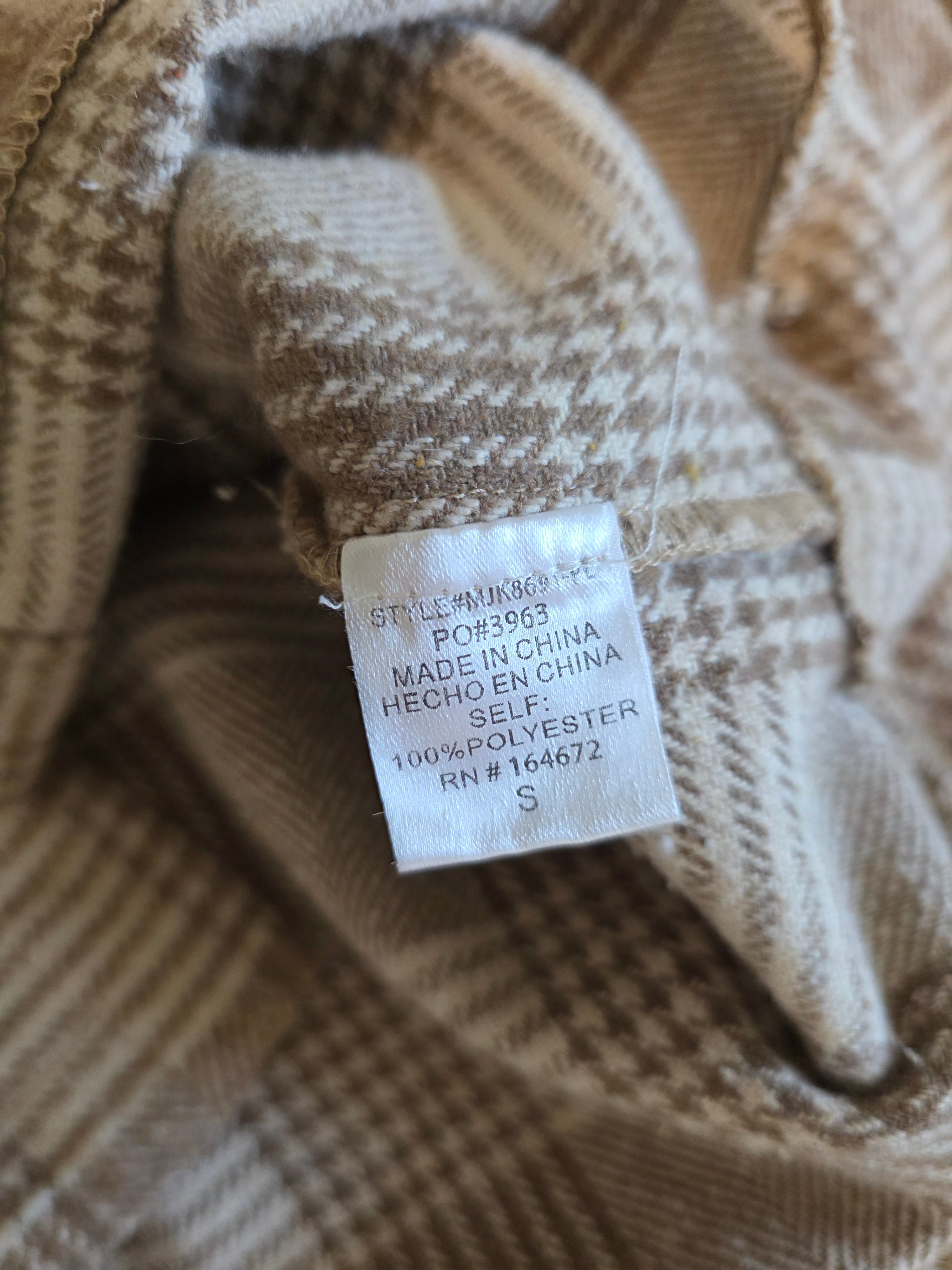 Pink Lily Brown Plaid Shirt Jacket (S)