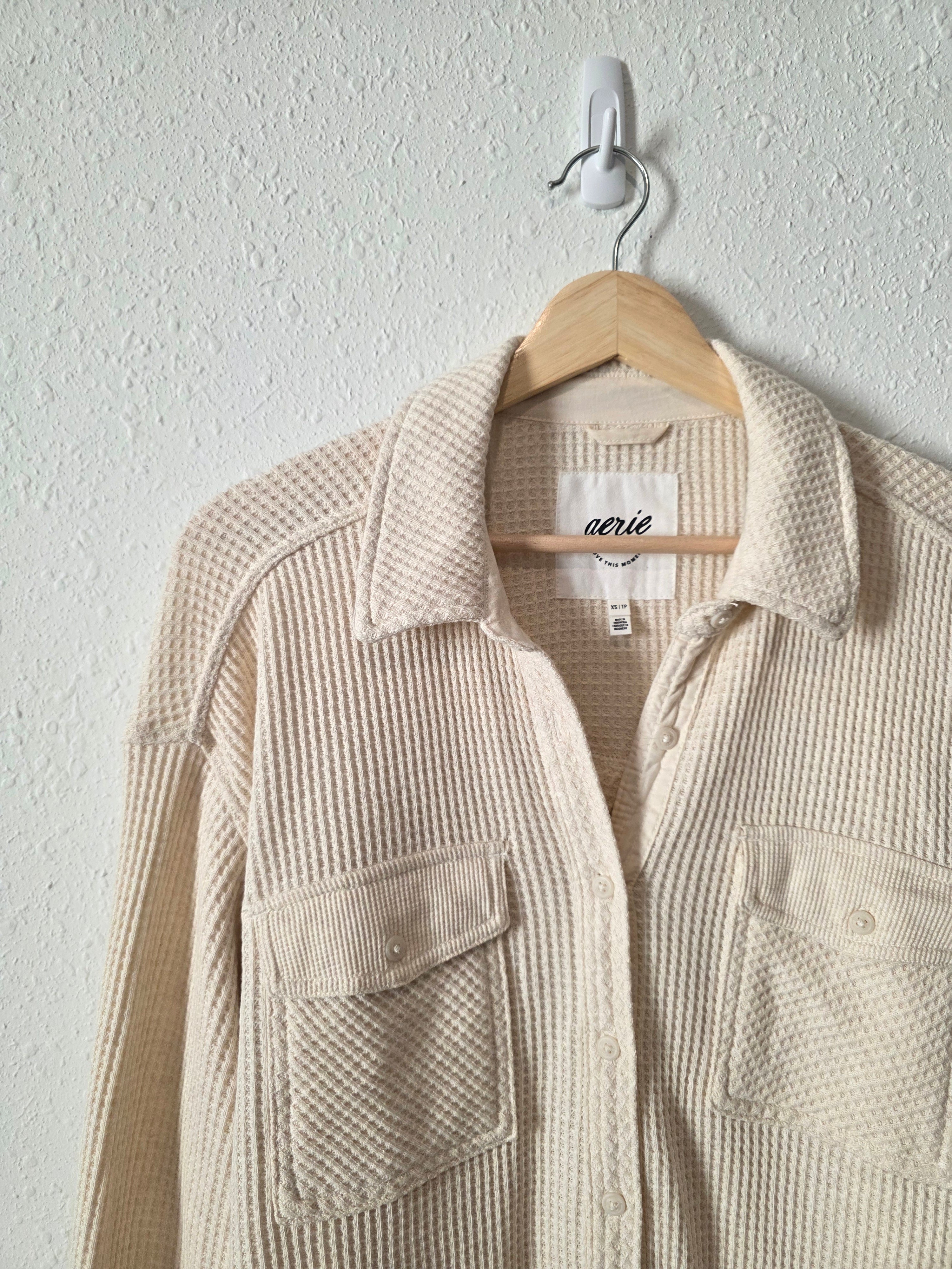 Aerie Oversized Waffle Shirt Jacket (XS)