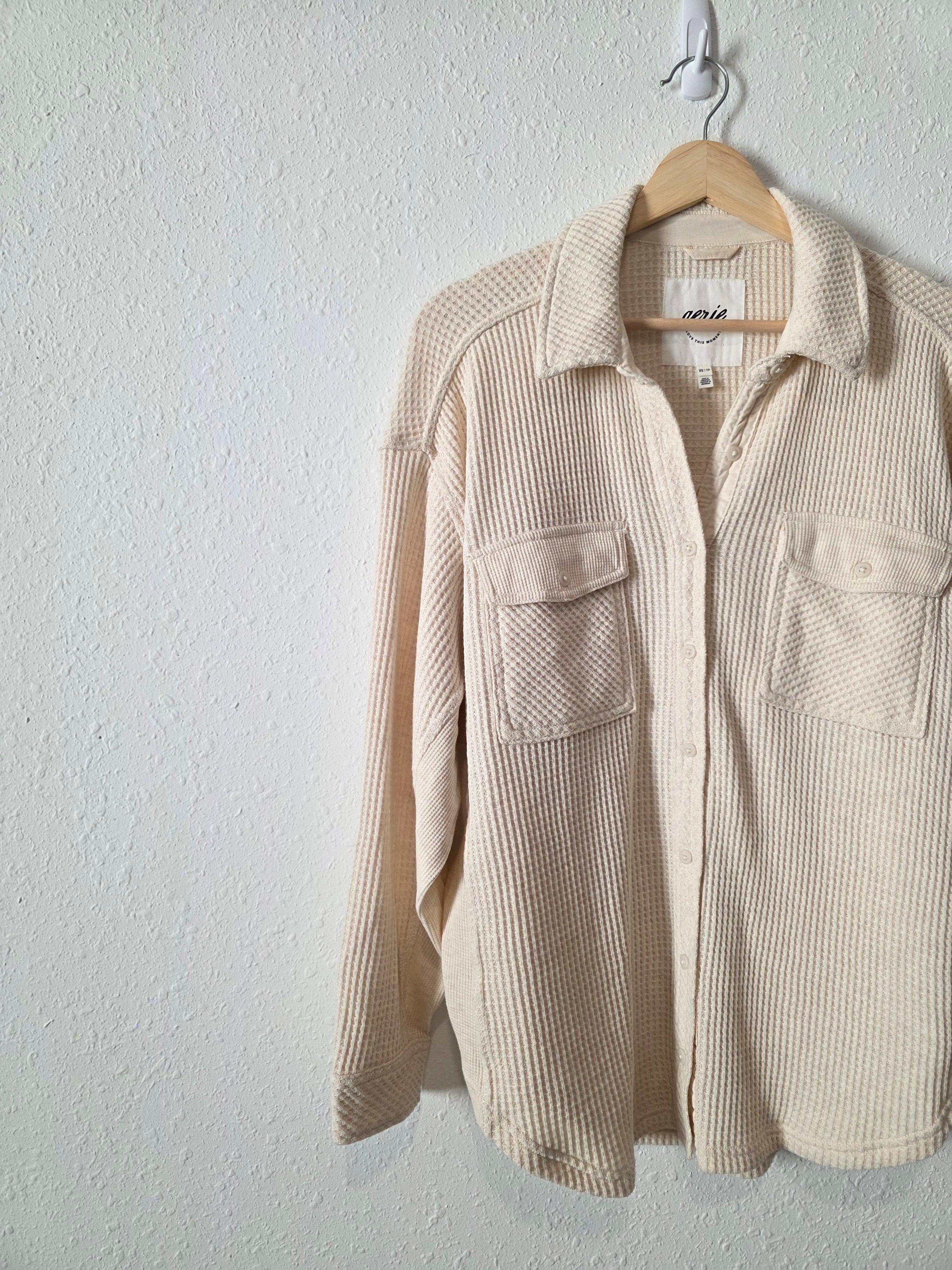 Aerie Oversized Waffle Shirt Jacket (XS)
