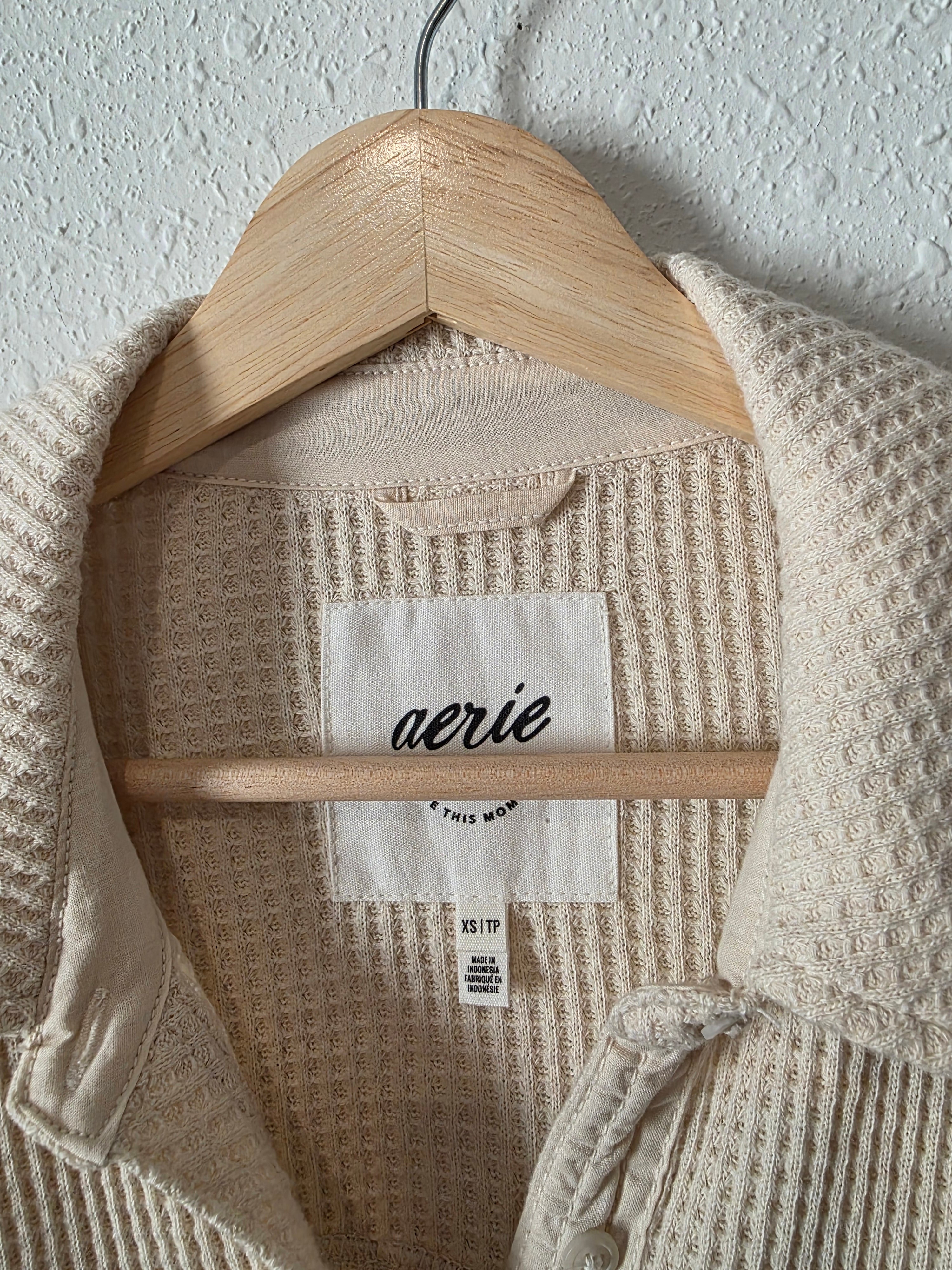 Aerie Oversized Waffle Shirt Jacket (XS)