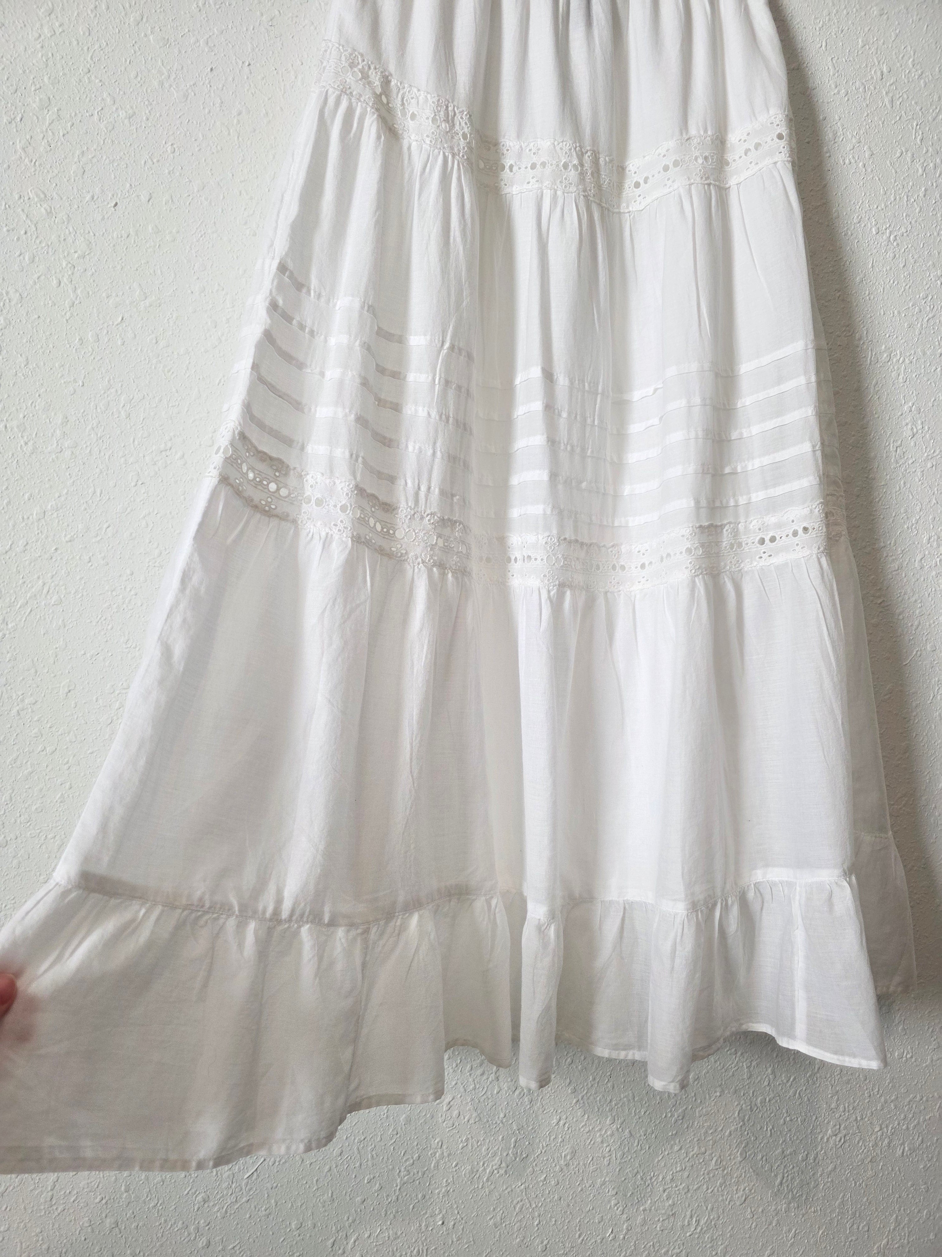 White Embroidered Maxi Skirt (S)