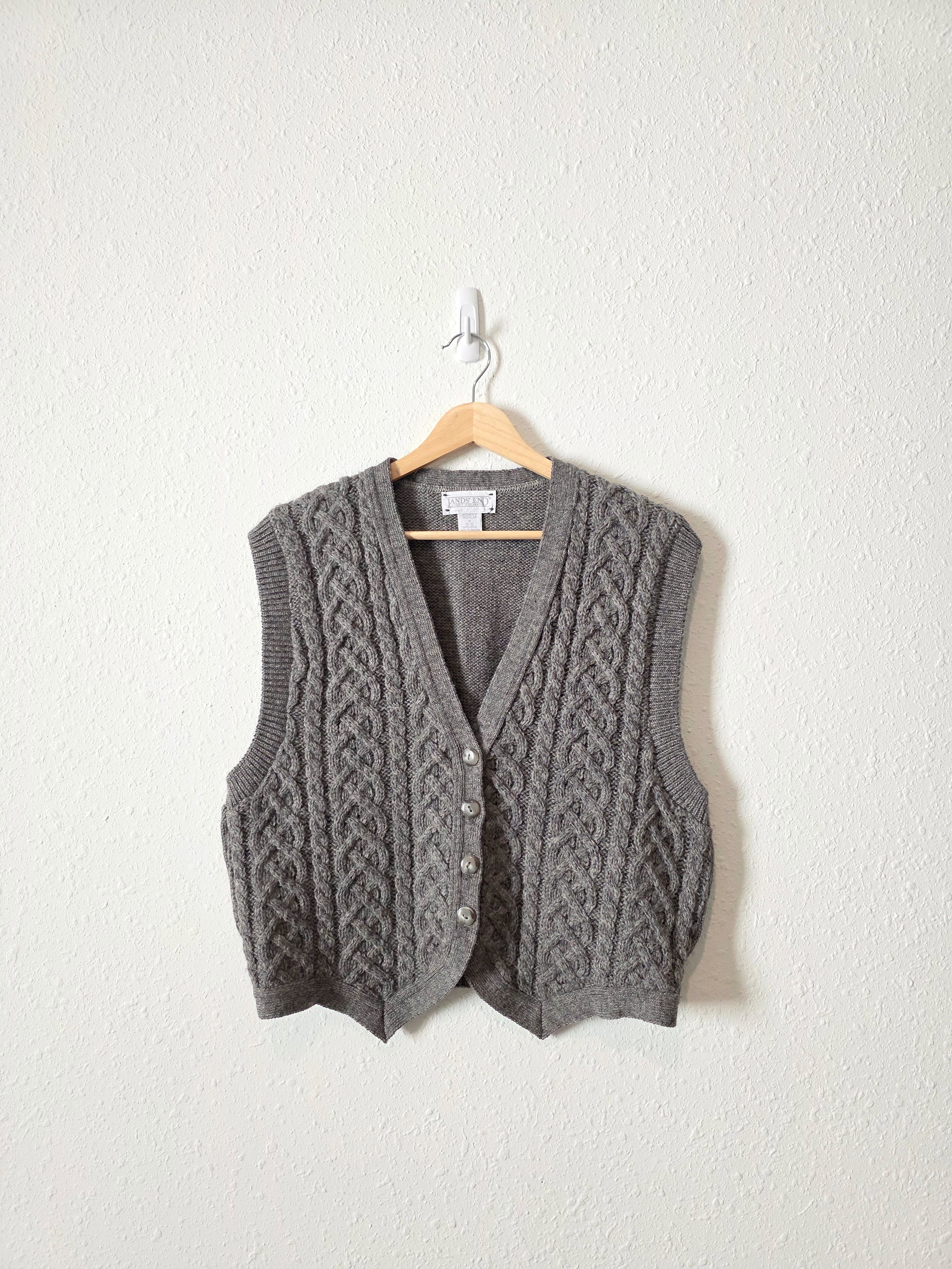 Vintage Cable Knit Wool Vest (M)