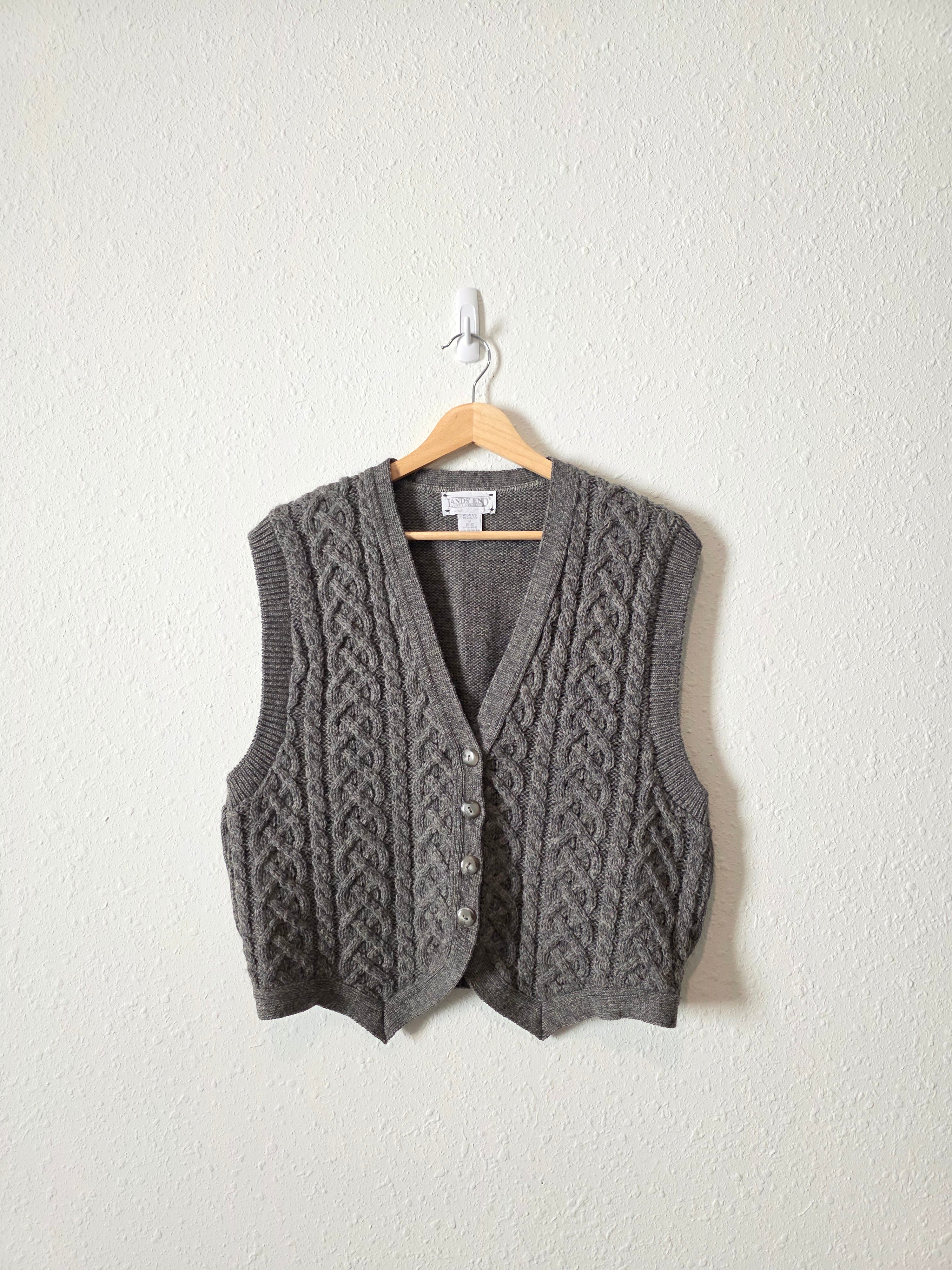 Vintage Cable Knit Wool Vest (M)