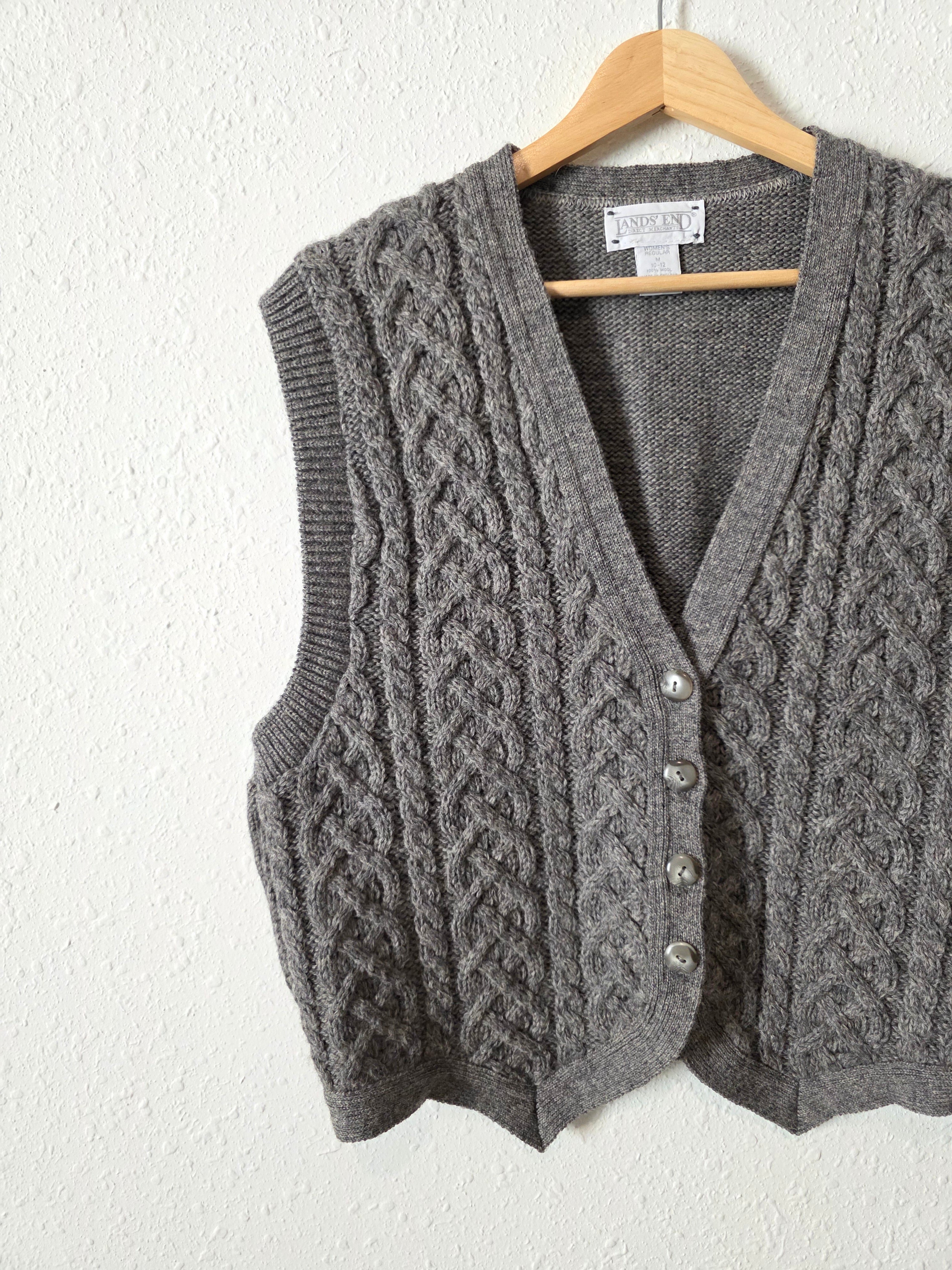 Vintage Cable Knit Wool Vest (M)