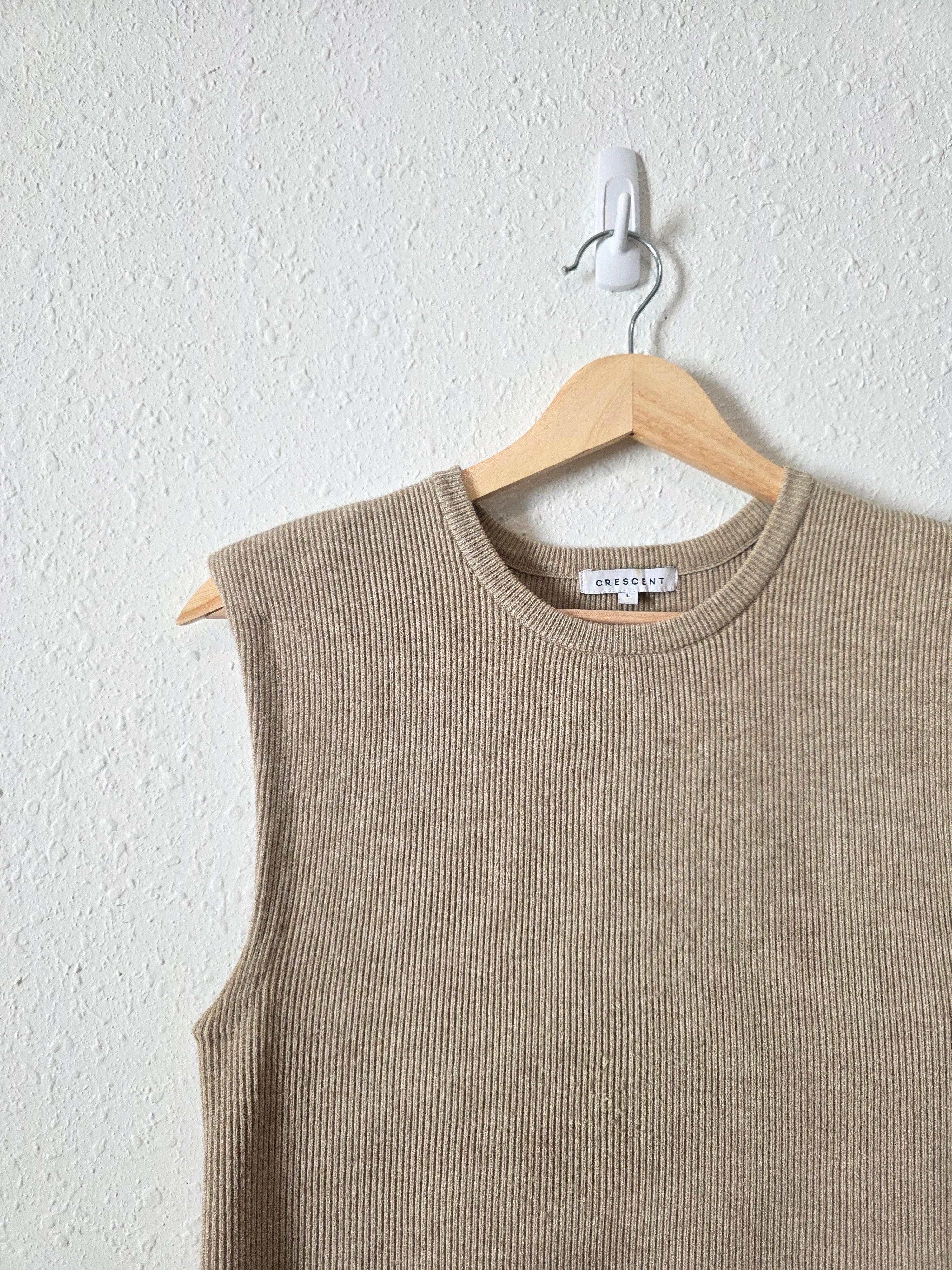 Crescent Ribbed Knit Sweater Tank (L)