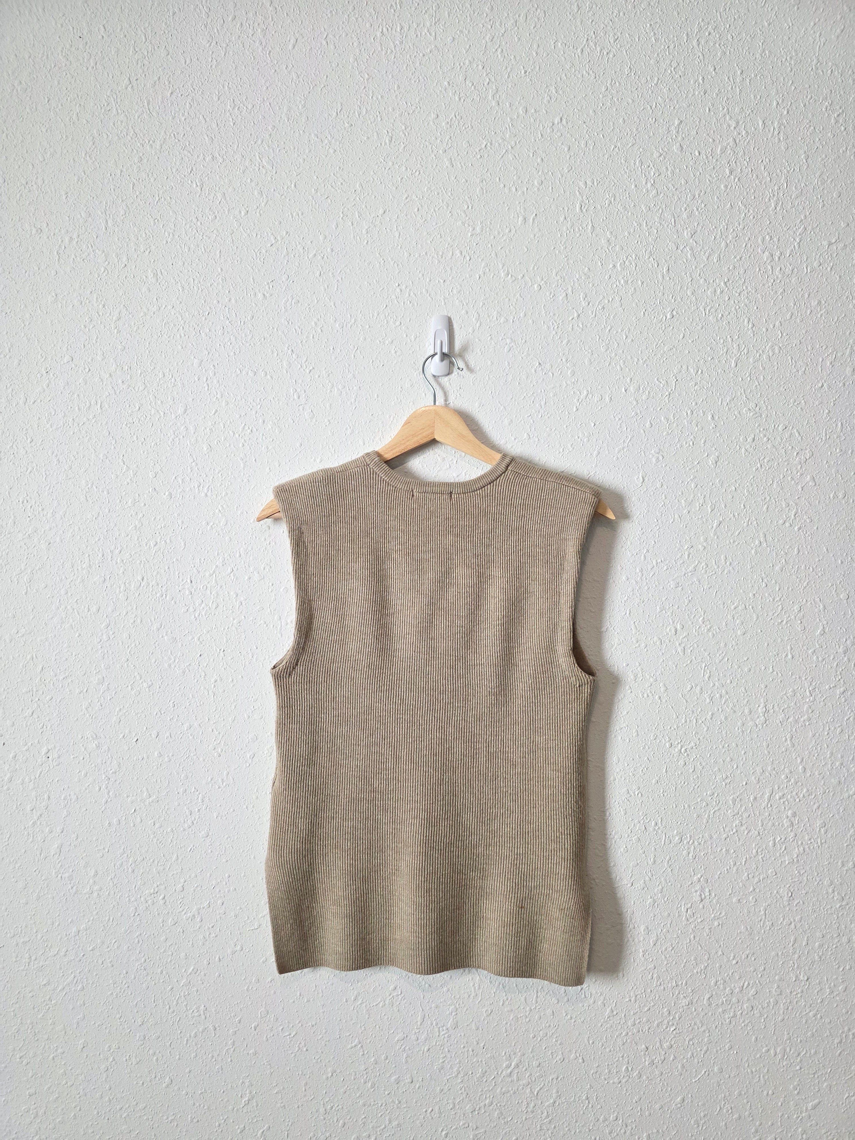 Crescent Ribbed Knit Sweater Tank (L)
