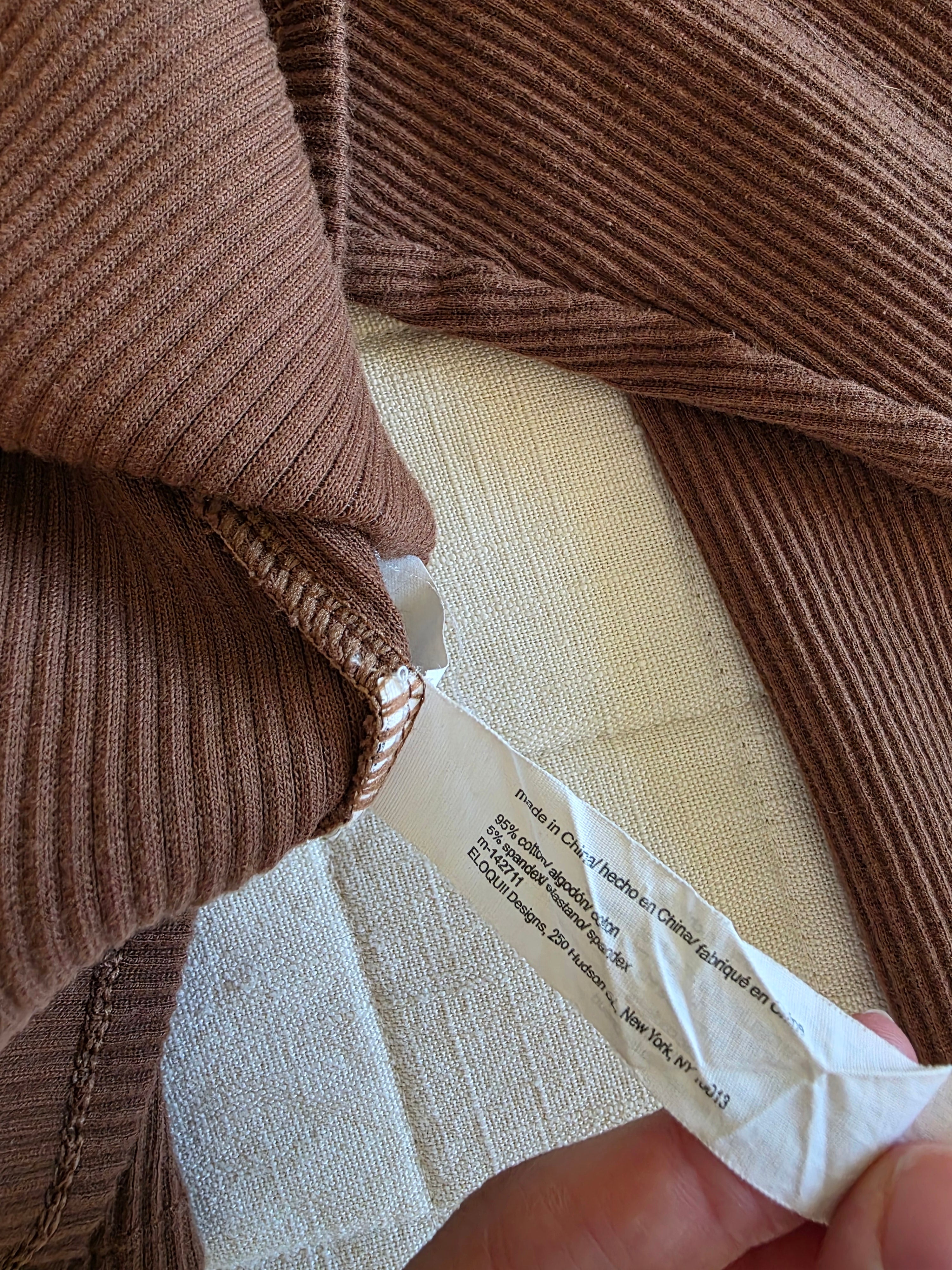 Eloquii Brown Ribbed Mock Top (22/24)