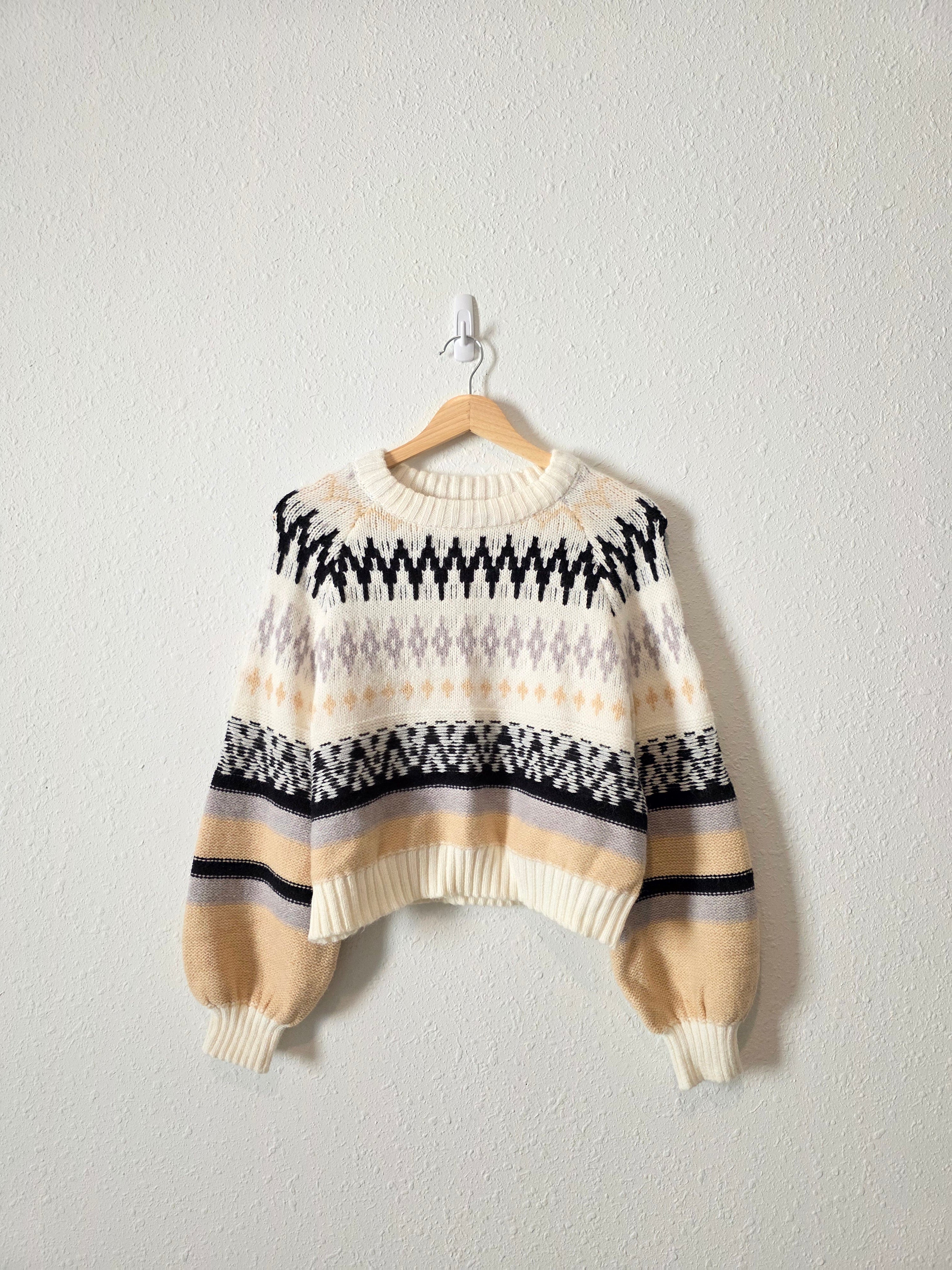 Altar'd State Puff Sleeve Fairisle Sweater (XS)