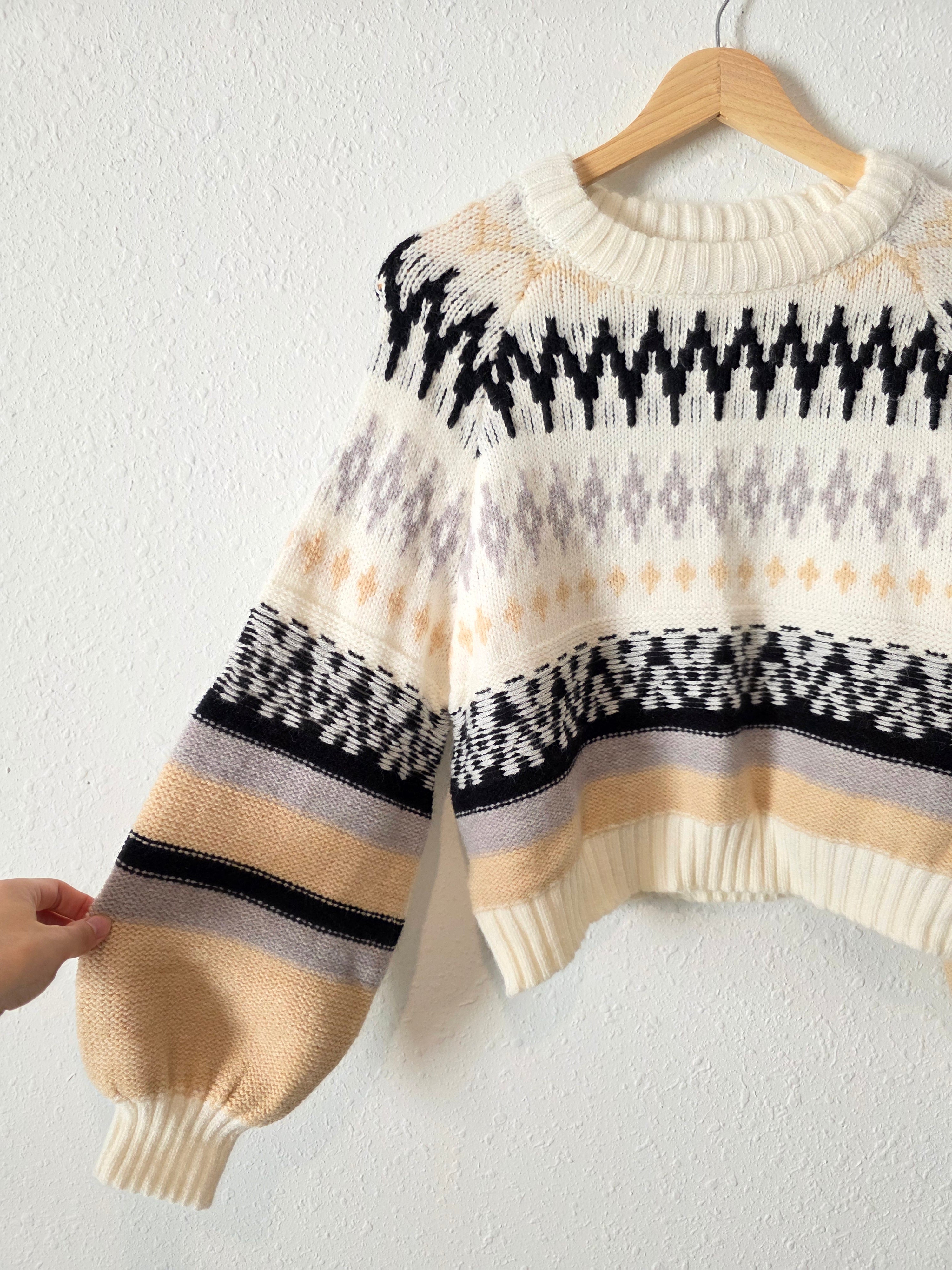 Altar'd State Puff Sleeve Fairisle Sweater (XS)
