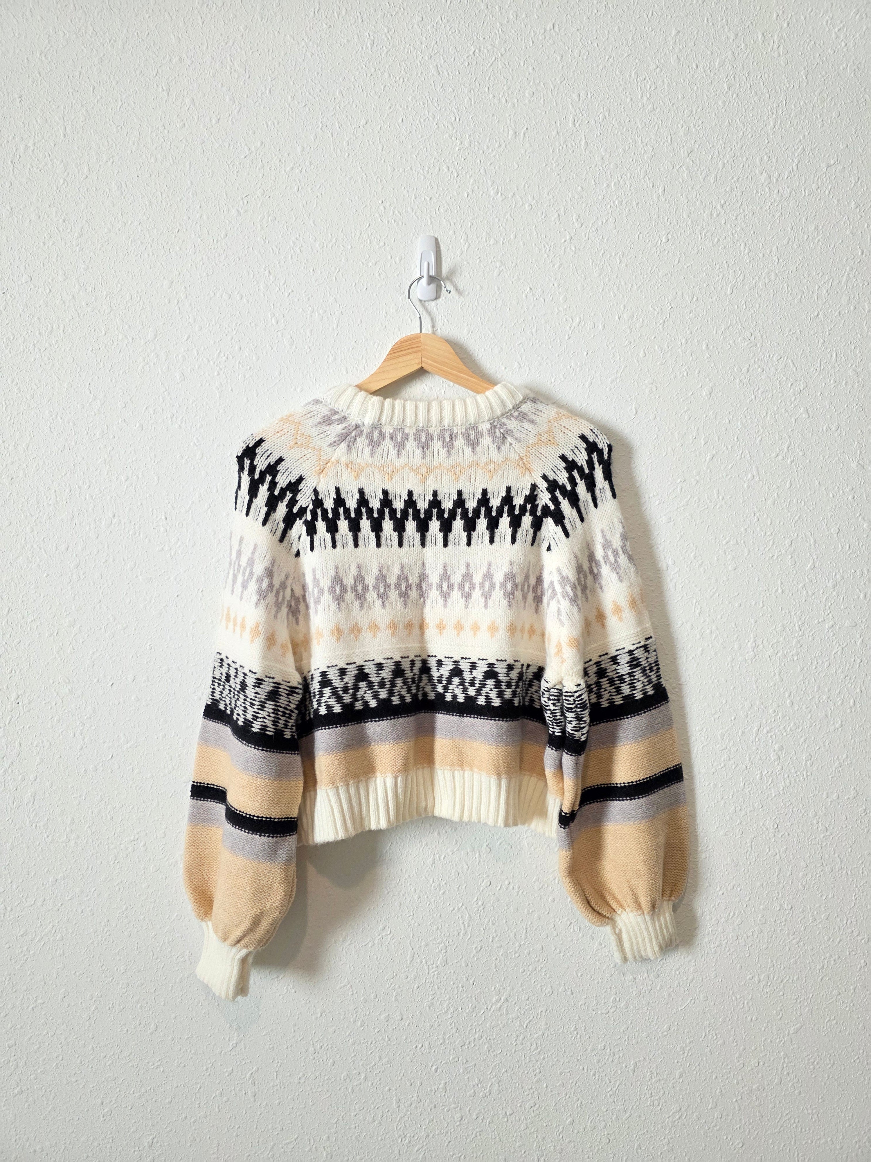 Altar'd State Puff Sleeve Fairisle Sweater (XS)