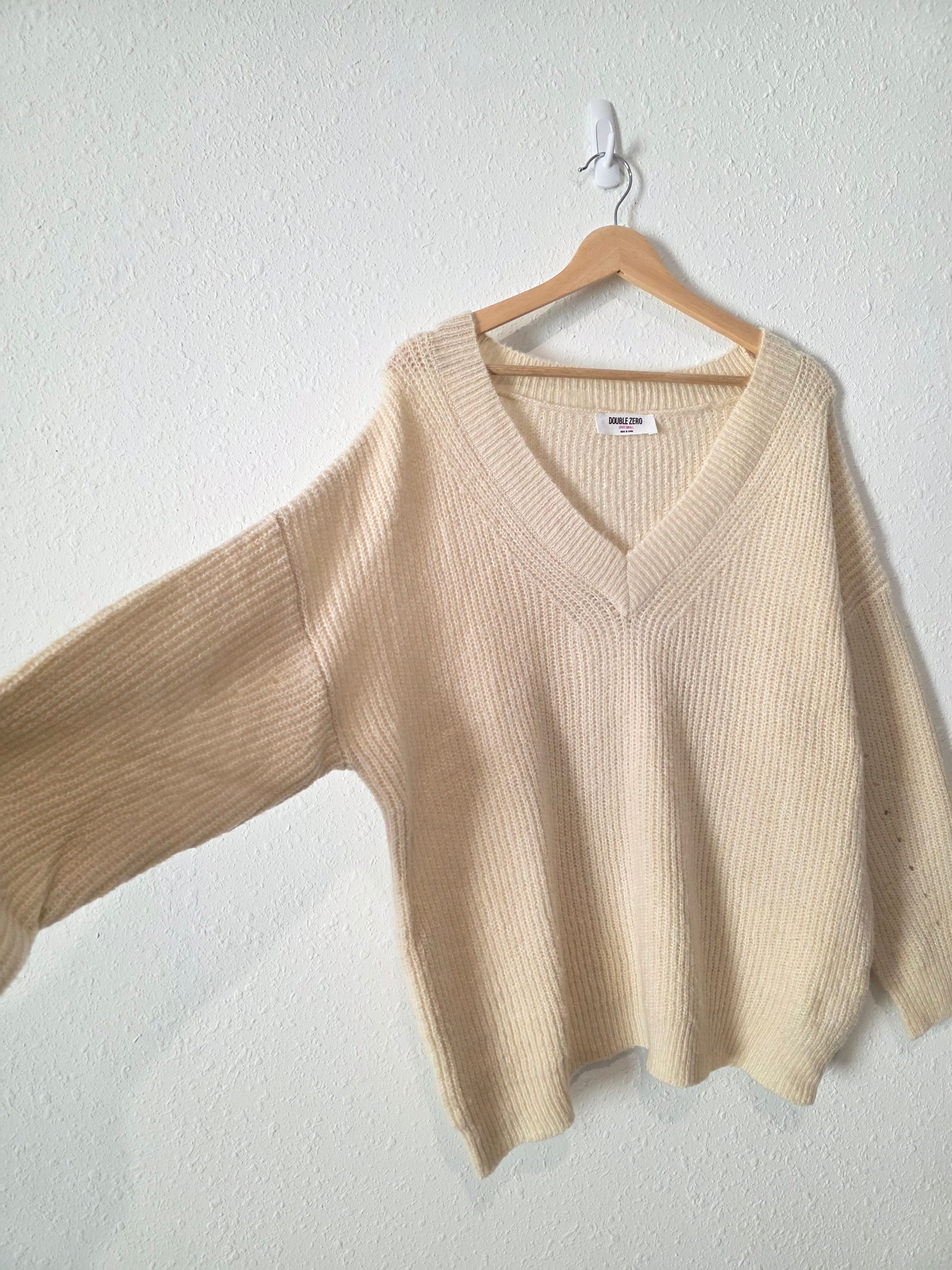 Cream Ribbed Knit Sweater (S)