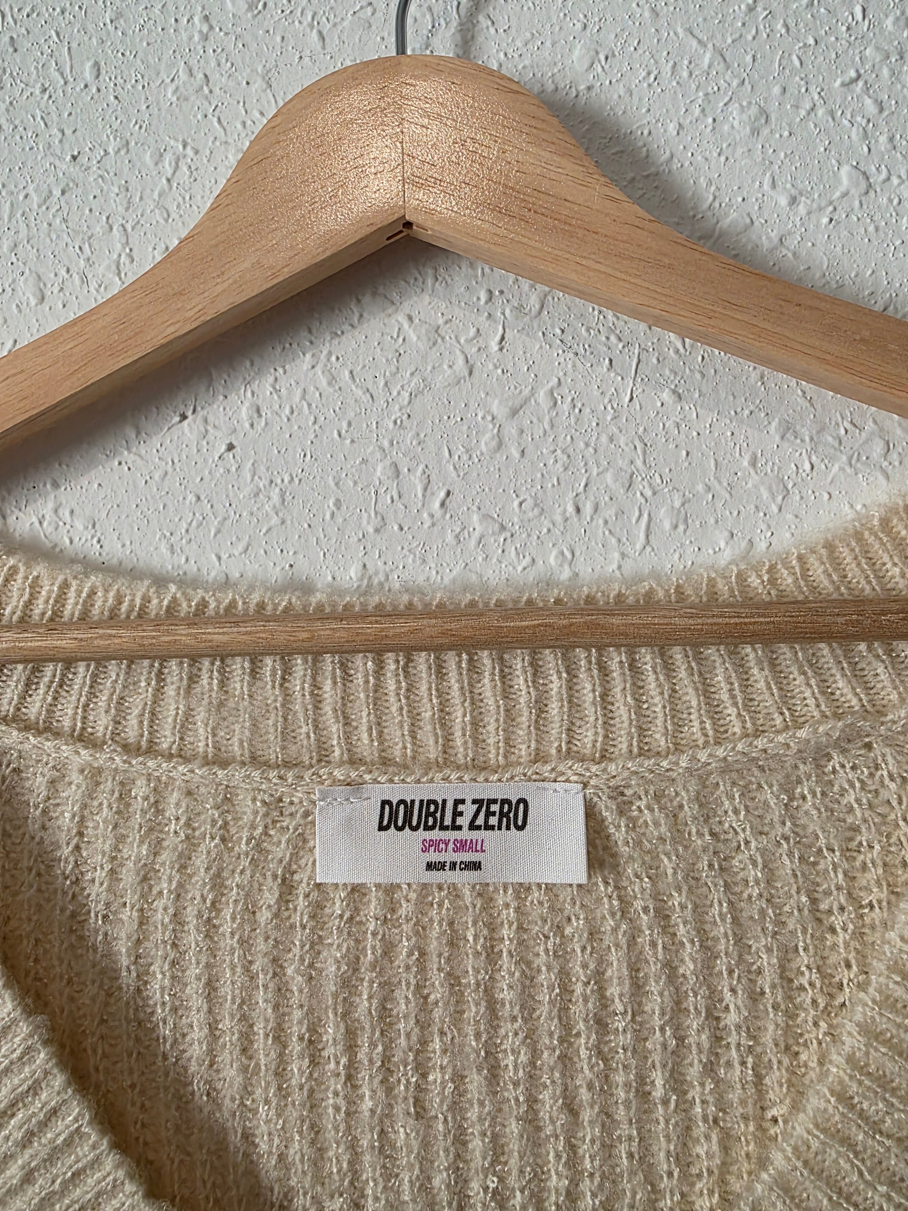 Cream Ribbed Knit Sweater (S)