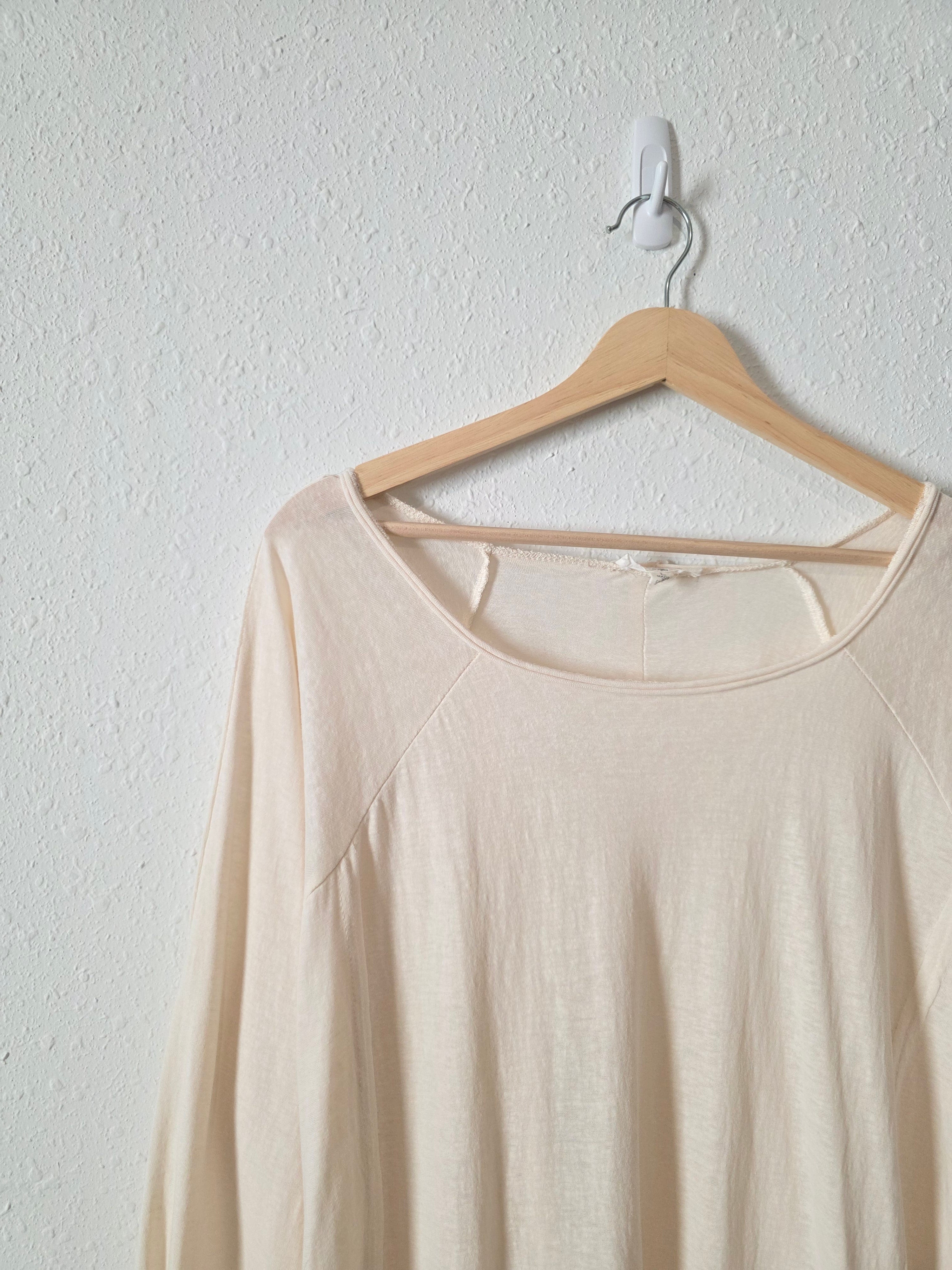 Easel Neutral Ruffle Hem Top (L)