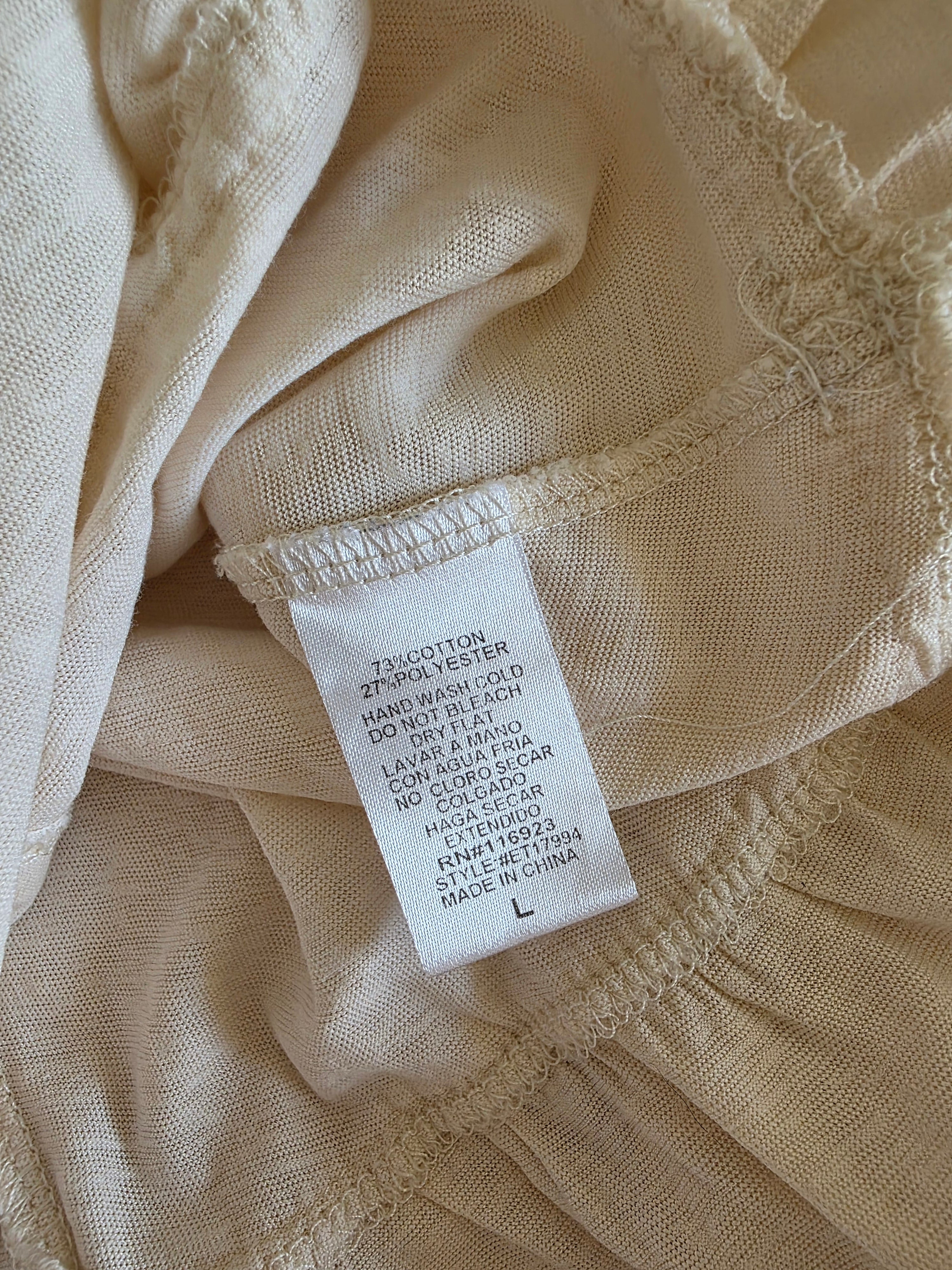 Easel Neutral Ruffle Hem Top (L)